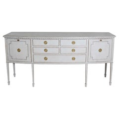 Neoclassical Style Painted Bow Front Sideboard with Two Doors and Five Drawers