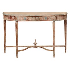 Antique Neoclassical Style Painted Console with Stretcher & Urn Finial, ca. 1890