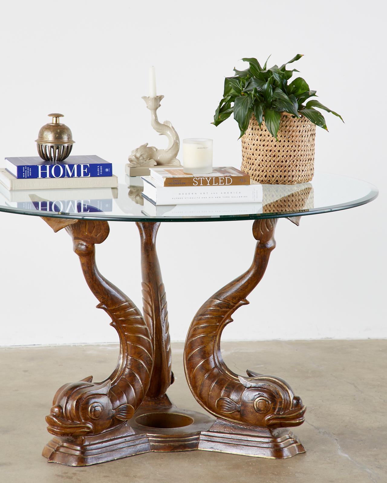 Neoclassical Style Painted Dolphins Dining or Center Table 5