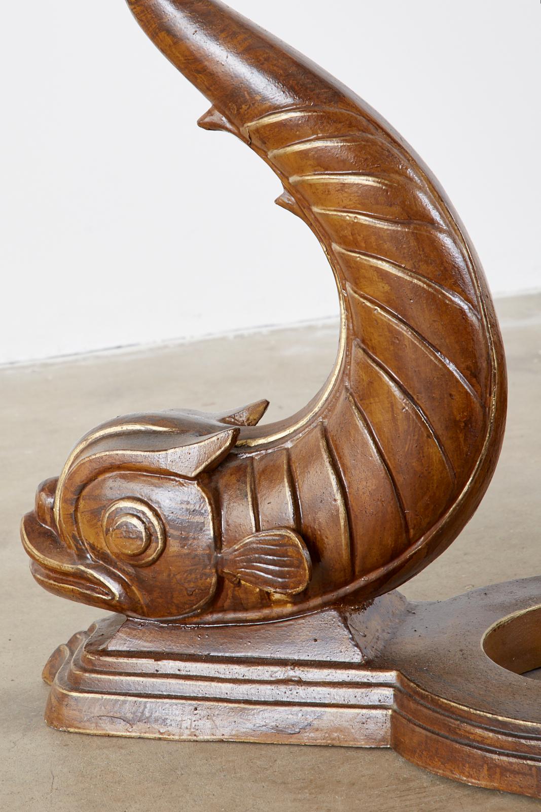 Beveled Neoclassical Style Painted Dolphins Dining or Center Table