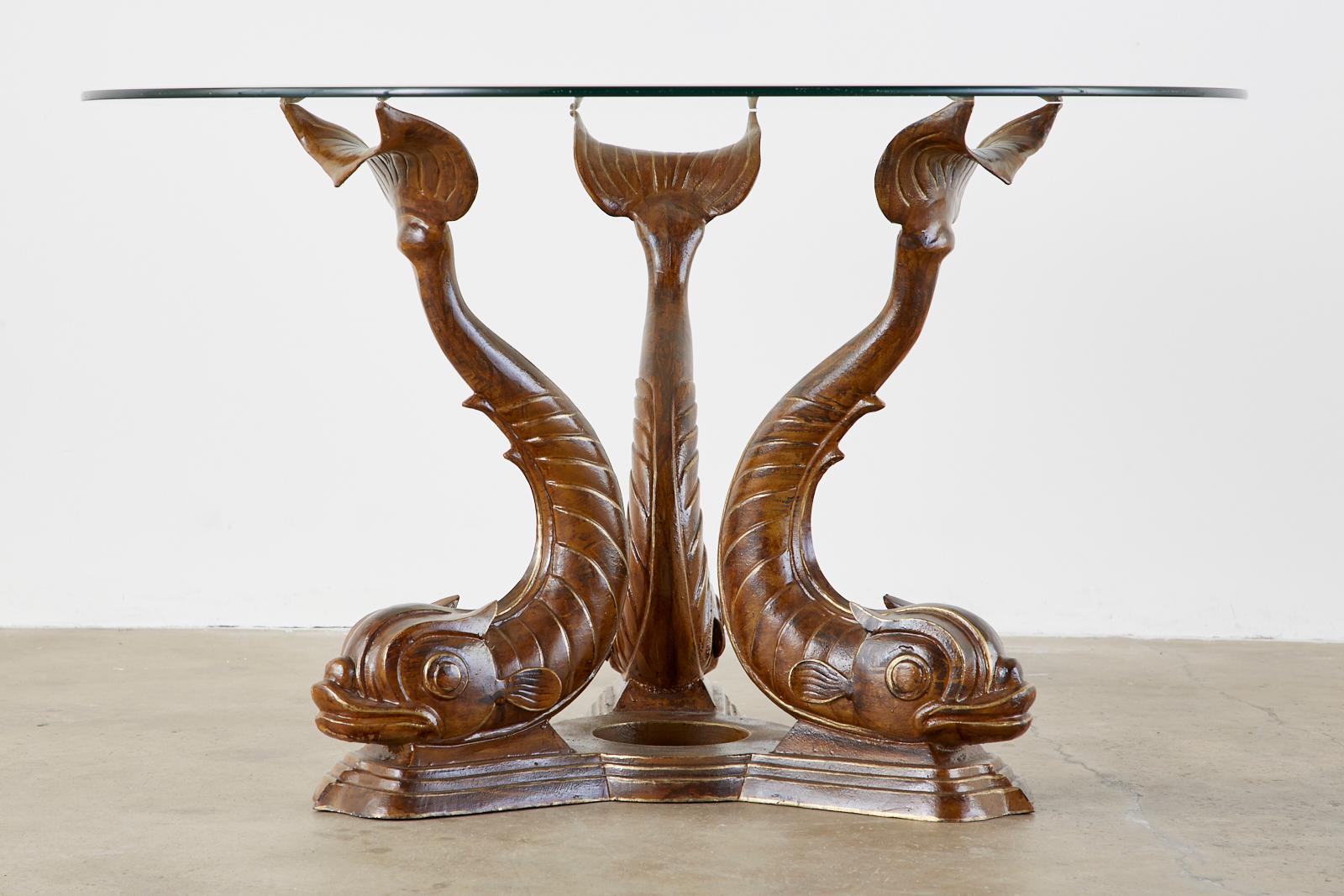 20th Century Neoclassical Style Painted Dolphins Dining or Center Table