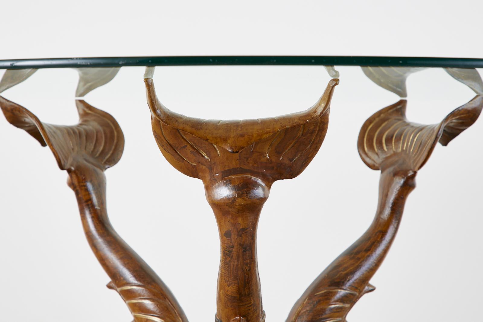 Metal Neoclassical Style Painted Dolphins Dining or Center Table