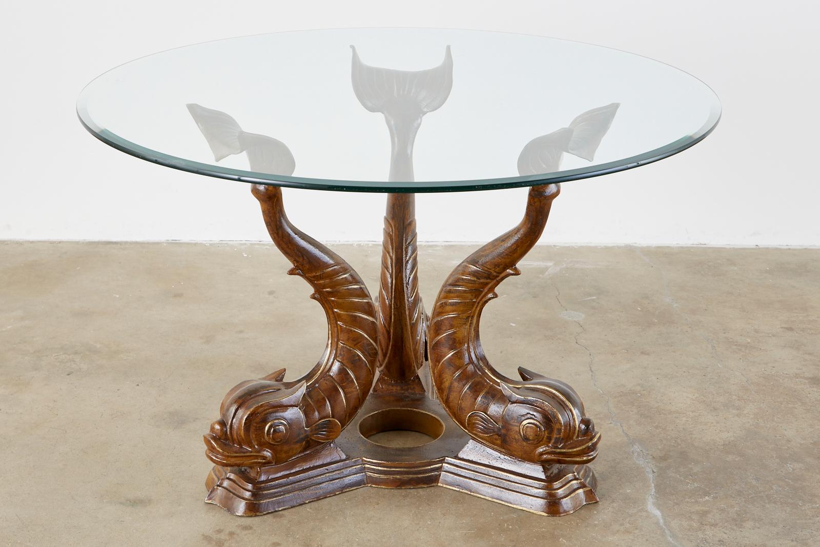 Neoclassical Style Painted Dolphins Dining or Center Table 1