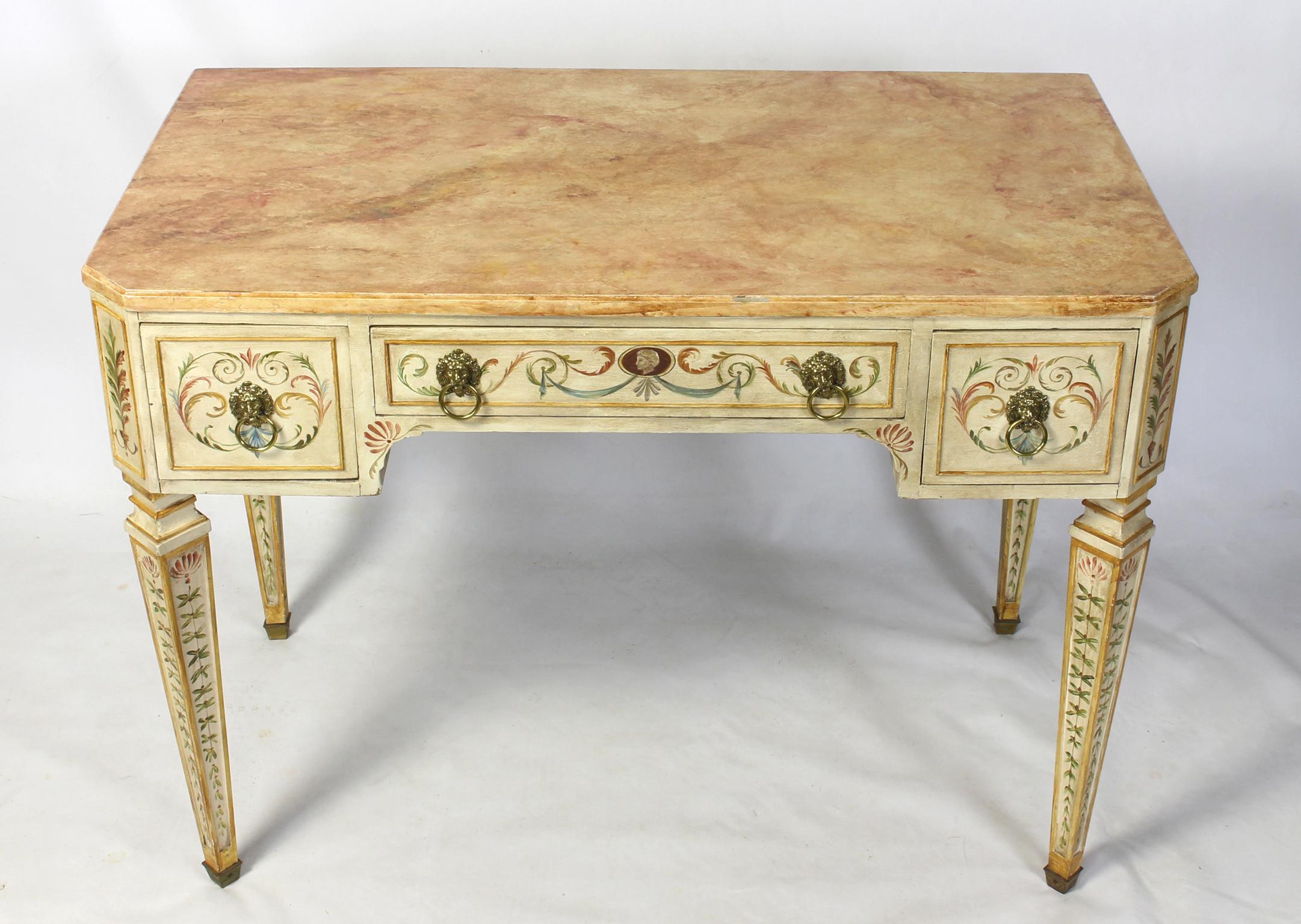 Hardwood  Neoclassical Style Painted Dressing Table or Desk