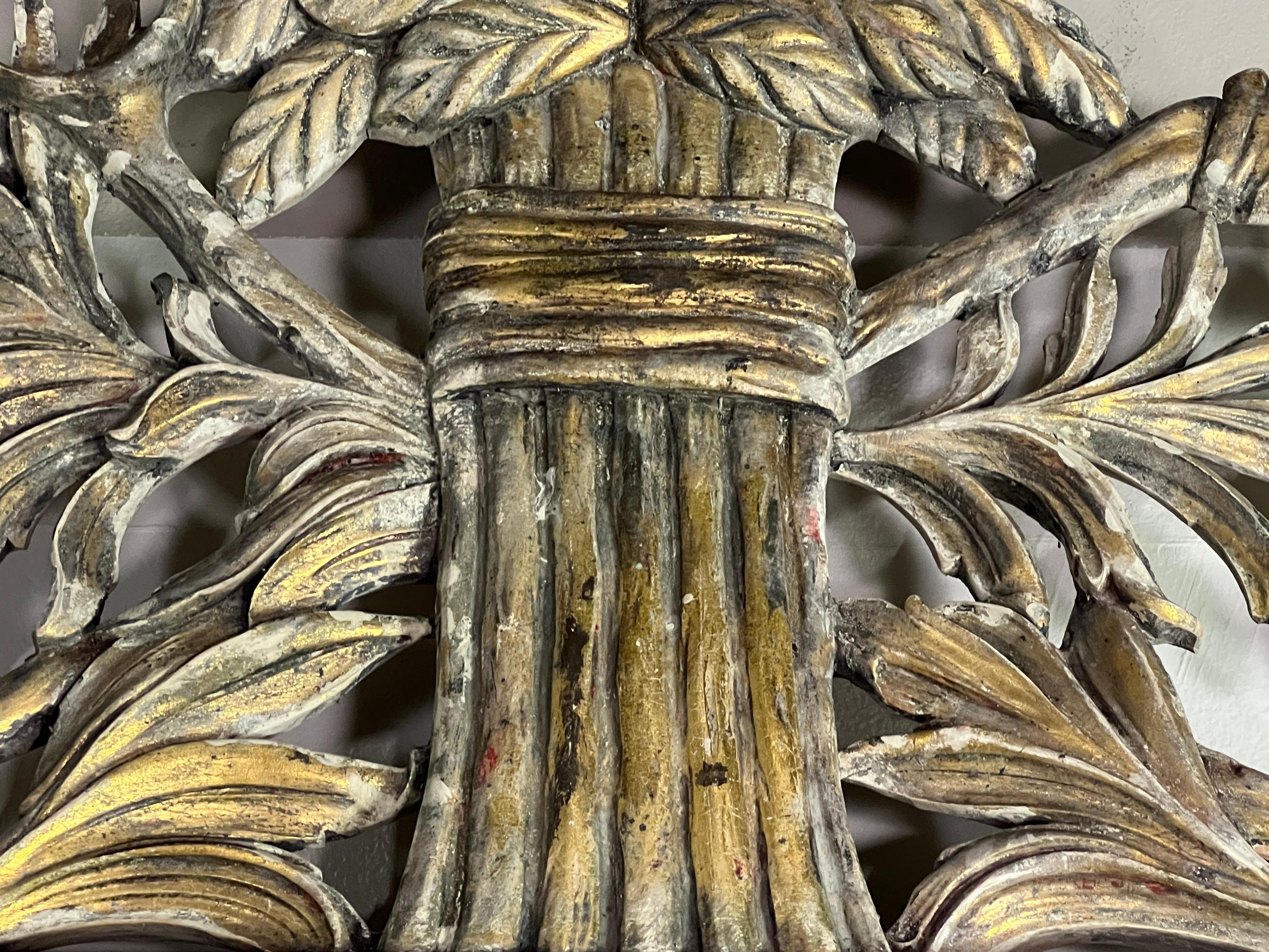 Neoclassical Style Painted Mirror w/ Wheat Crest C. 1930 For Sale 1
