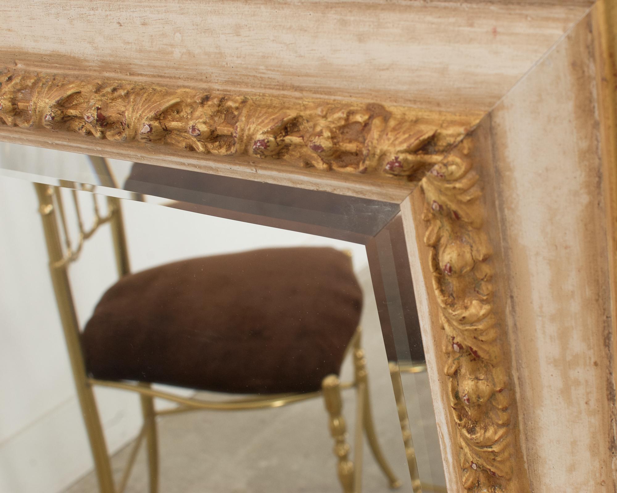 Neoclassical Style Painted Parcel Gilt Beveled Wall Mirror For Sale 6