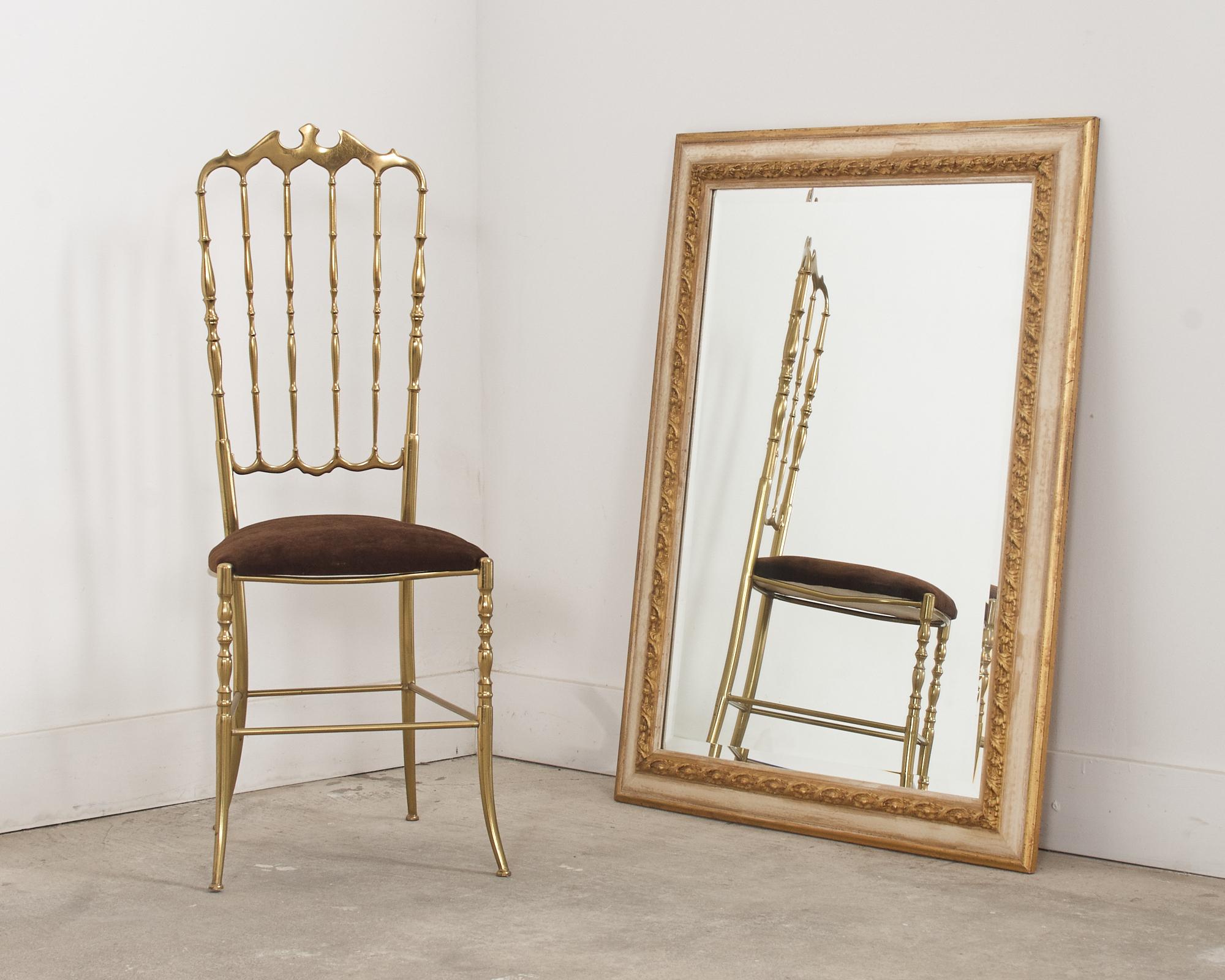American Neoclassical Style Painted Parcel Gilt Beveled Wall Mirror For Sale