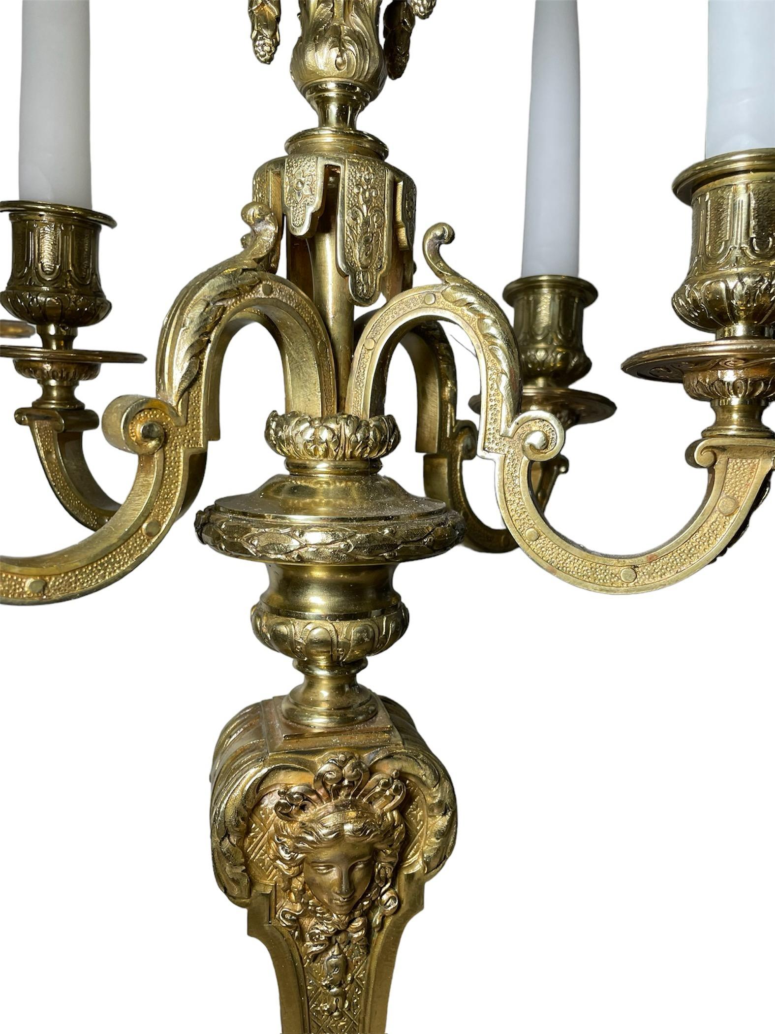 XX secolo Coppia di candelabri in bronzo in stile neoclassico in vendita