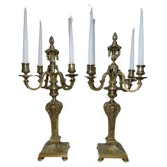 Used Neoclassical Style Pair Of Bronze Candelabras 