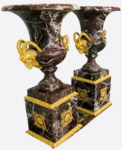 Neoclassical Style Pair Of Brown Marble Bell Shaped Urns
