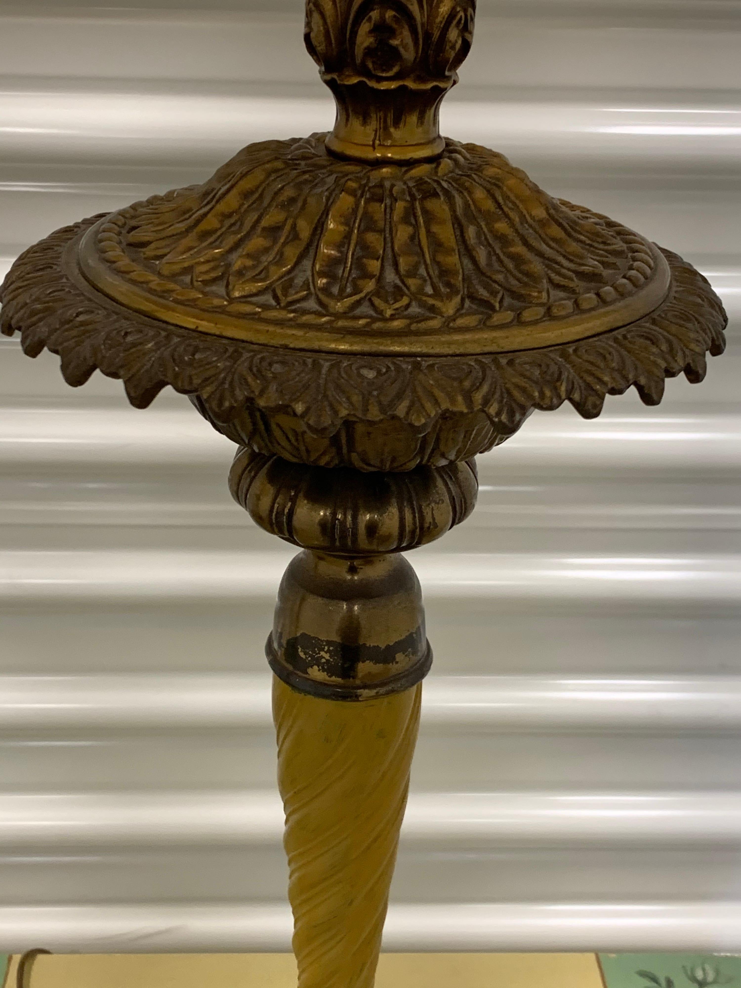 Neoclassical Style Pair of Vintage Tall Table Lamps with Brass and Metal 4