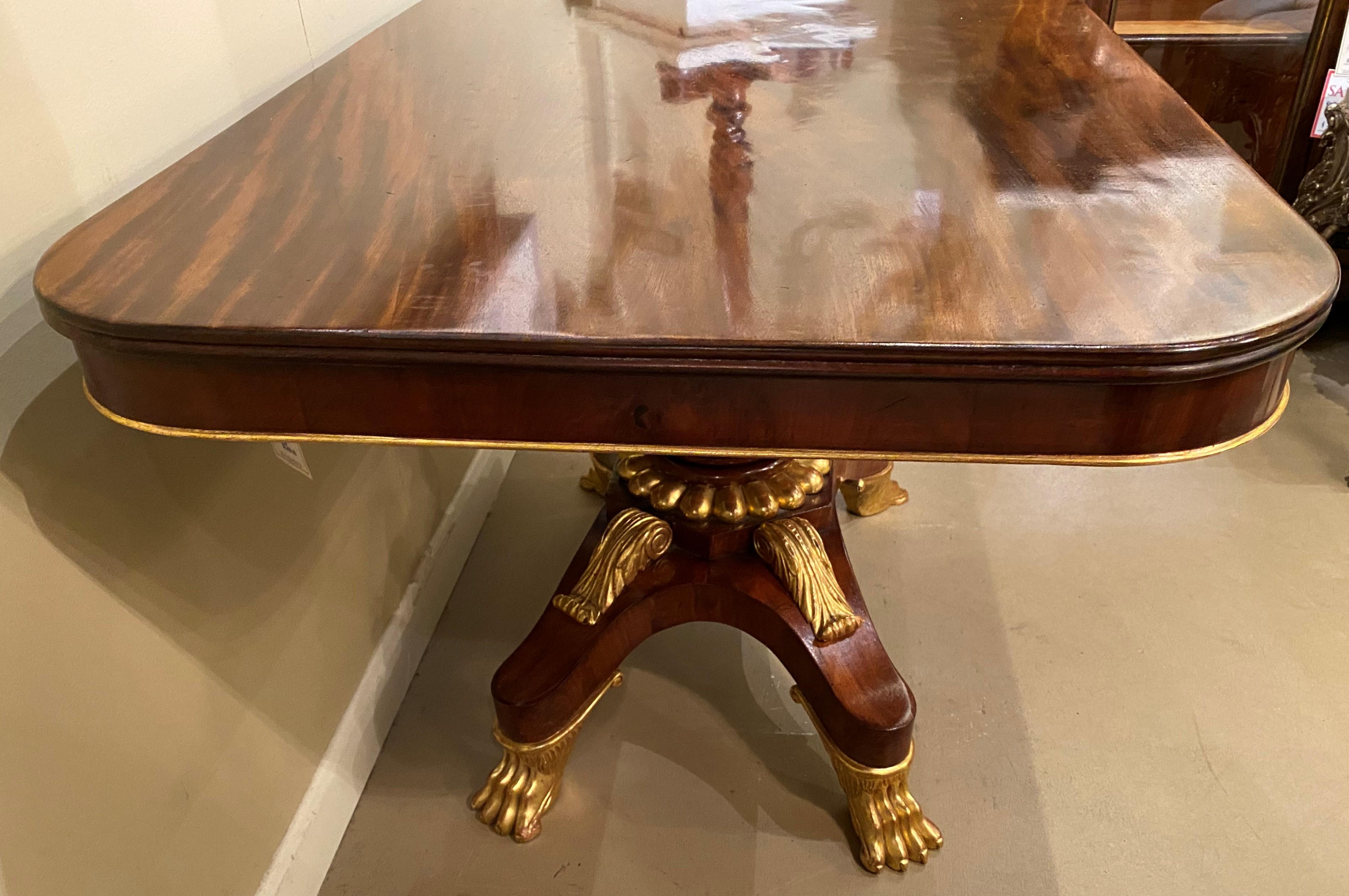 Neoclassical Style Parcel Gilt Carved Mahogany Library or Center Table 1