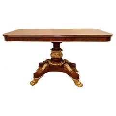 Neoclassical Style Parcel Gilt Carved Mahogany Library or Center Table
