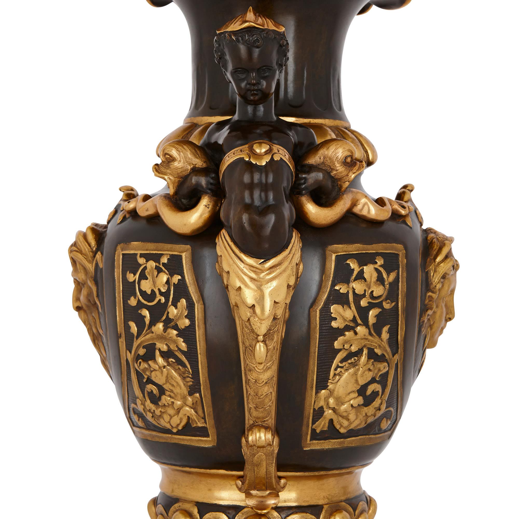 Neoclassical Style Patinated and Gilt Bronze Vase 2