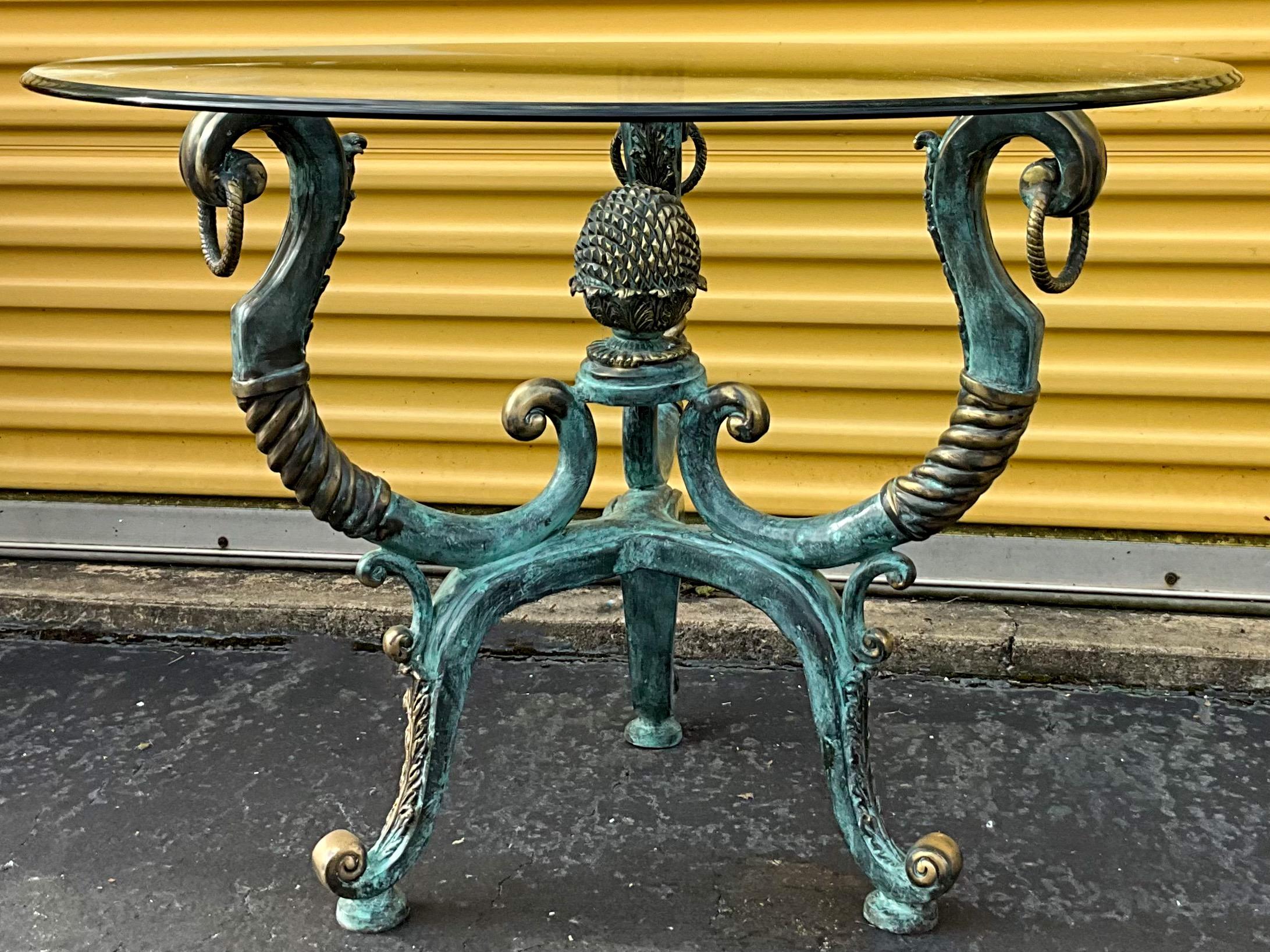 20th Century Neoclassical Style Patinated Brass / Bronze  Center Or Dining Table By LaBarge For Sale