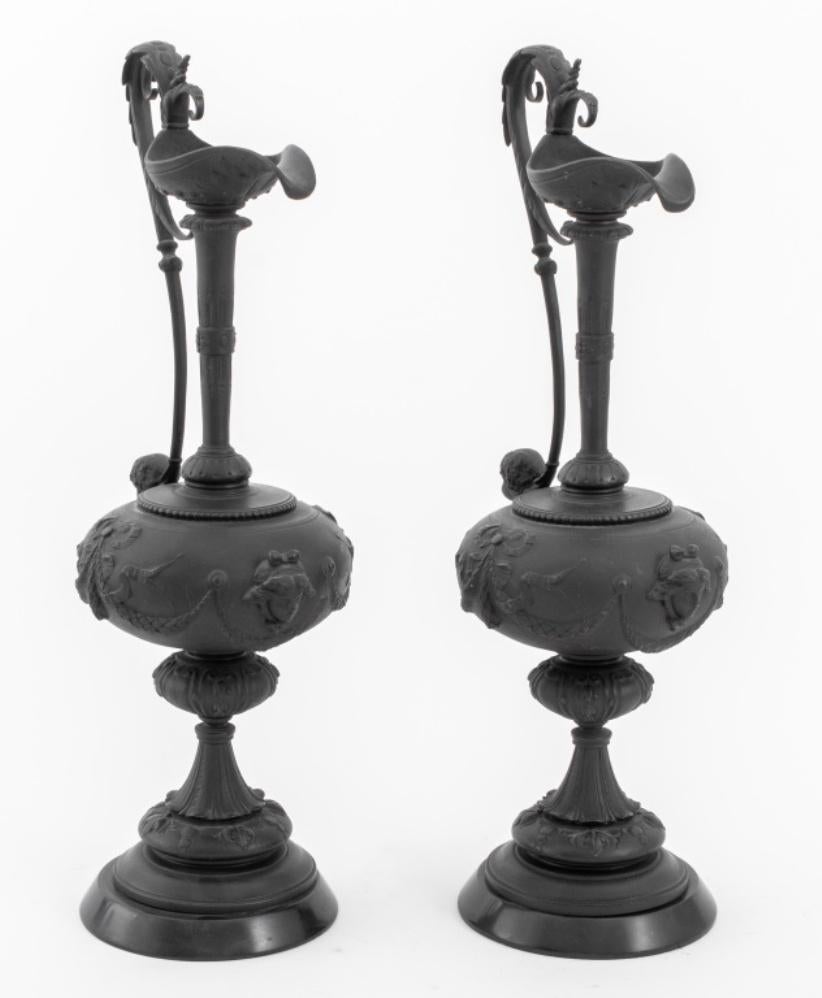 Neoclassical Style Patinated Bronze Ewers, Pair In Good Condition For Sale In New York, NY
