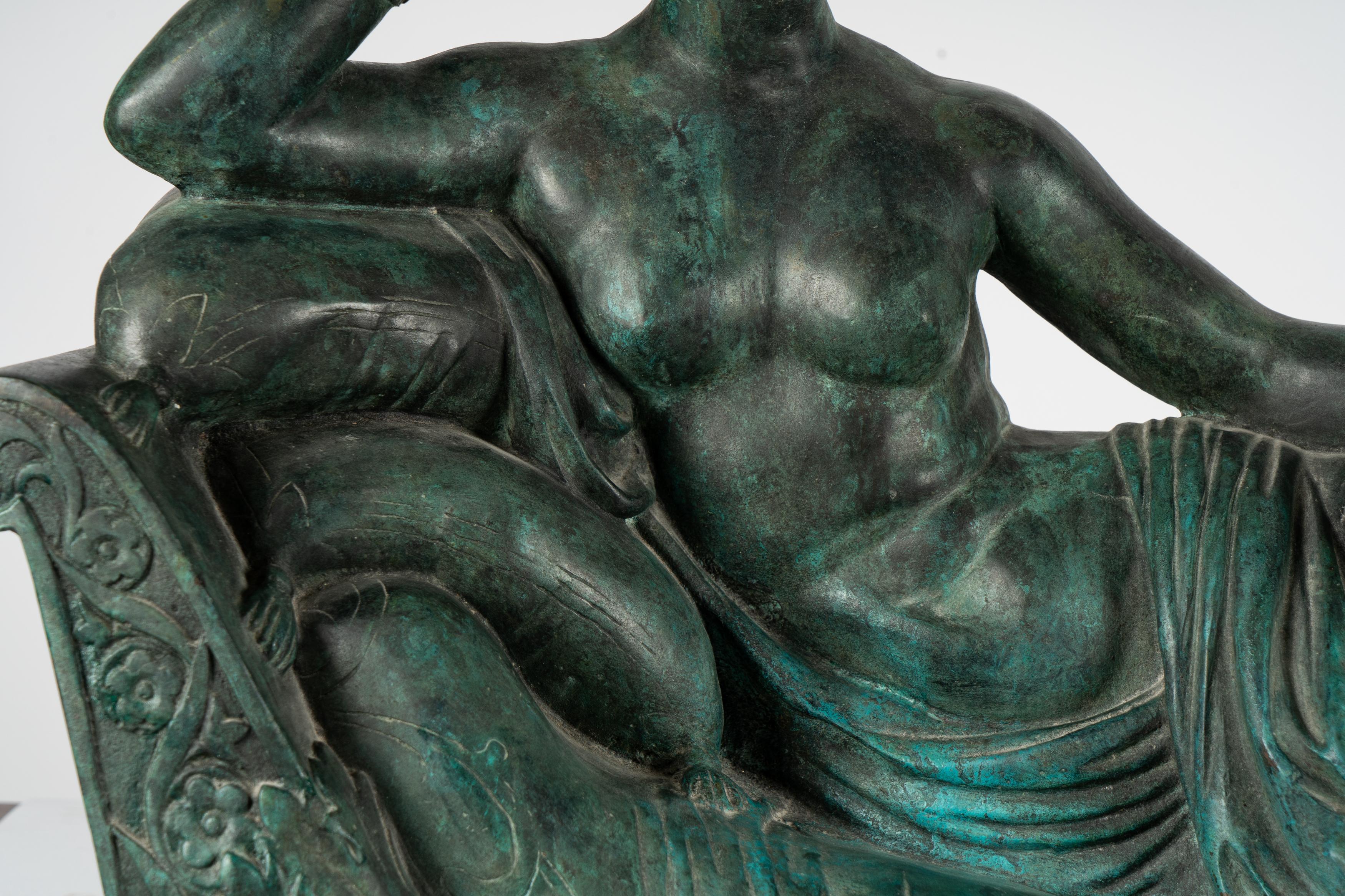 Mid-20th Century Neoclassical-Style Patinated Bronze Figure For Sale