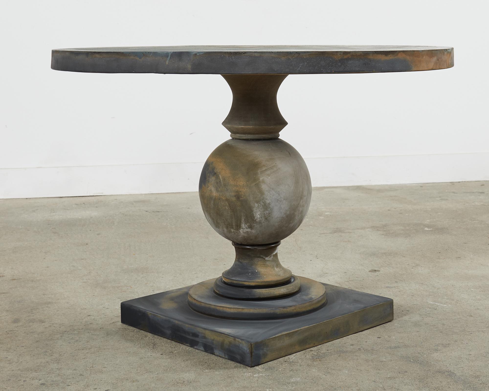 Neoclassical Style Patinated Zinc Garden Dining Center Table 6