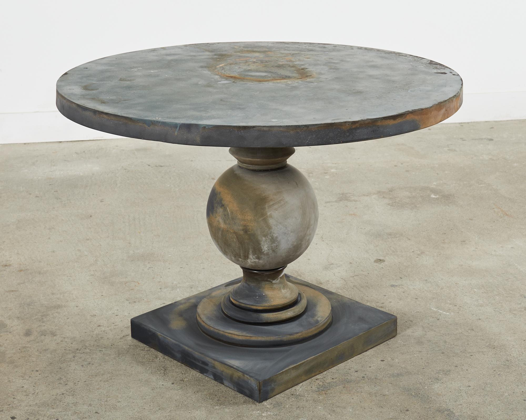 Neoclassical Style Patinated Zinc Garden Dining Center Table 11