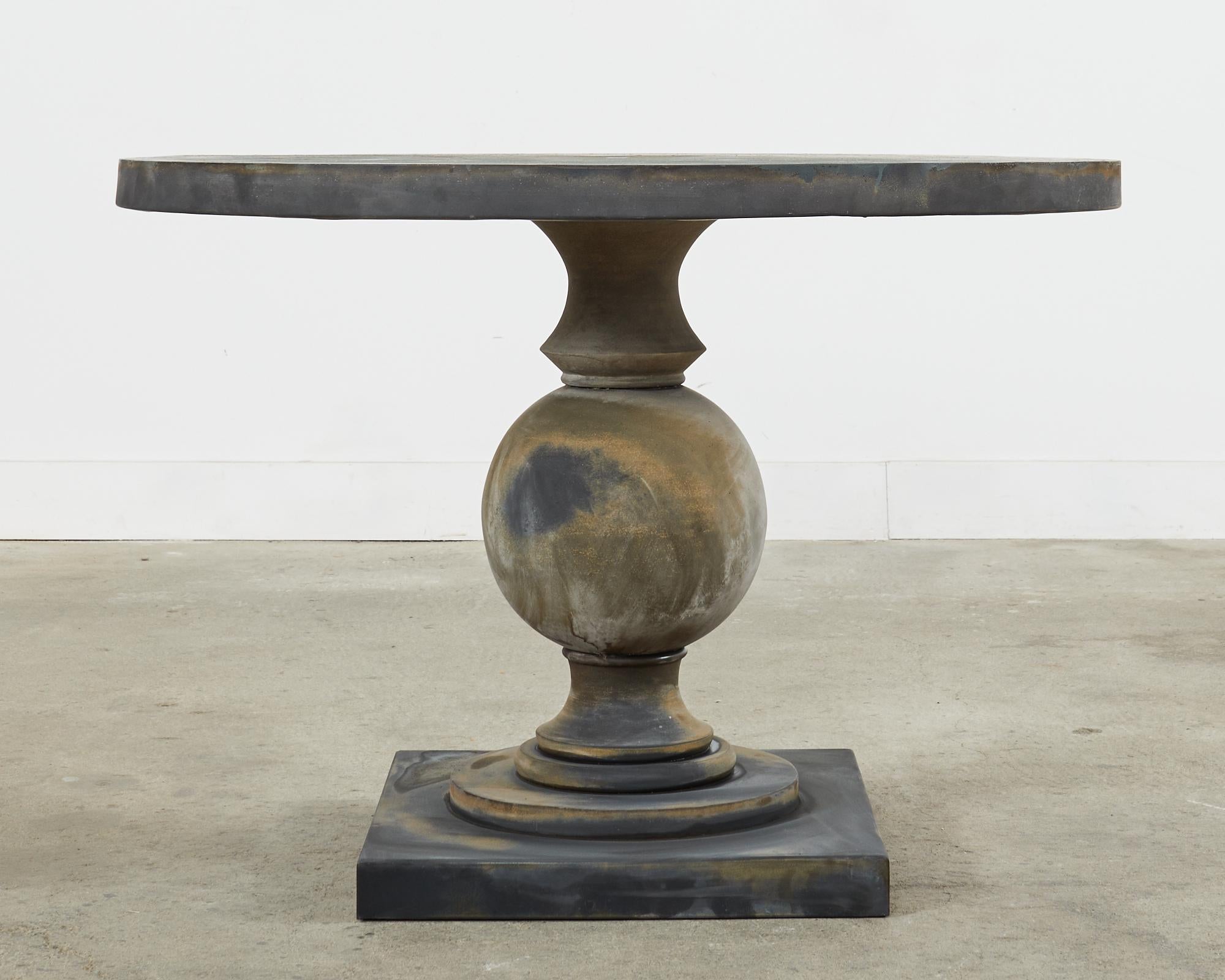 Neoclassical Style Patinated Zinc Garden Dining Center Table 14