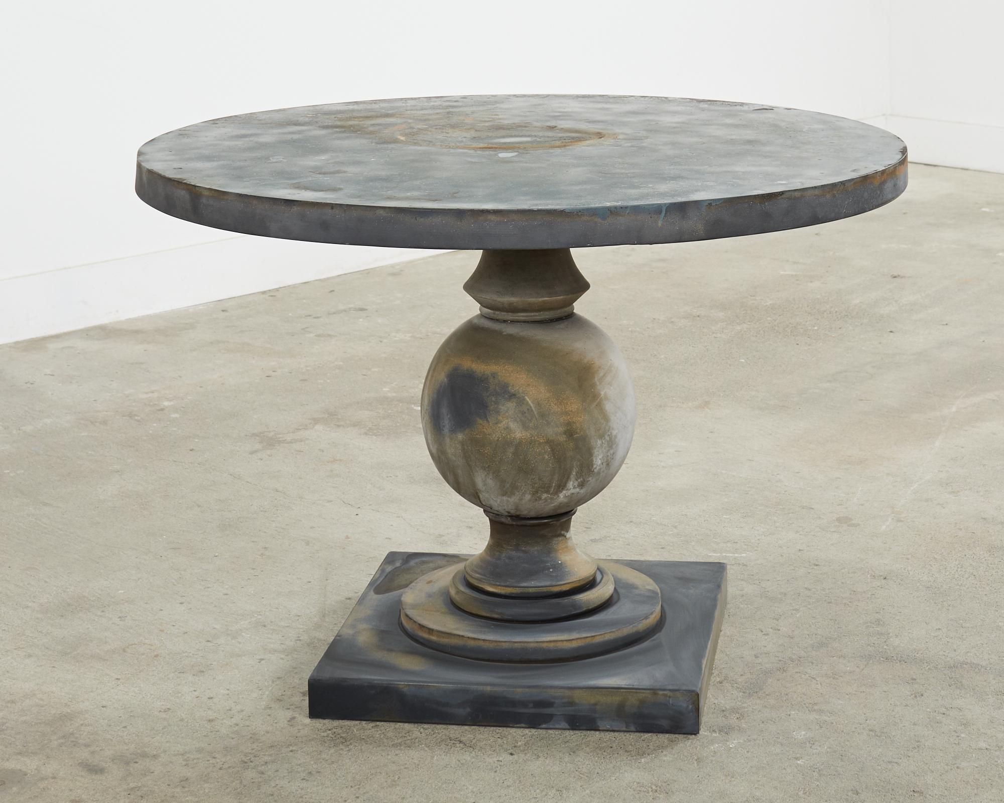 Iron Neoclassical Style Patinated Zinc Garden Dining Center Table