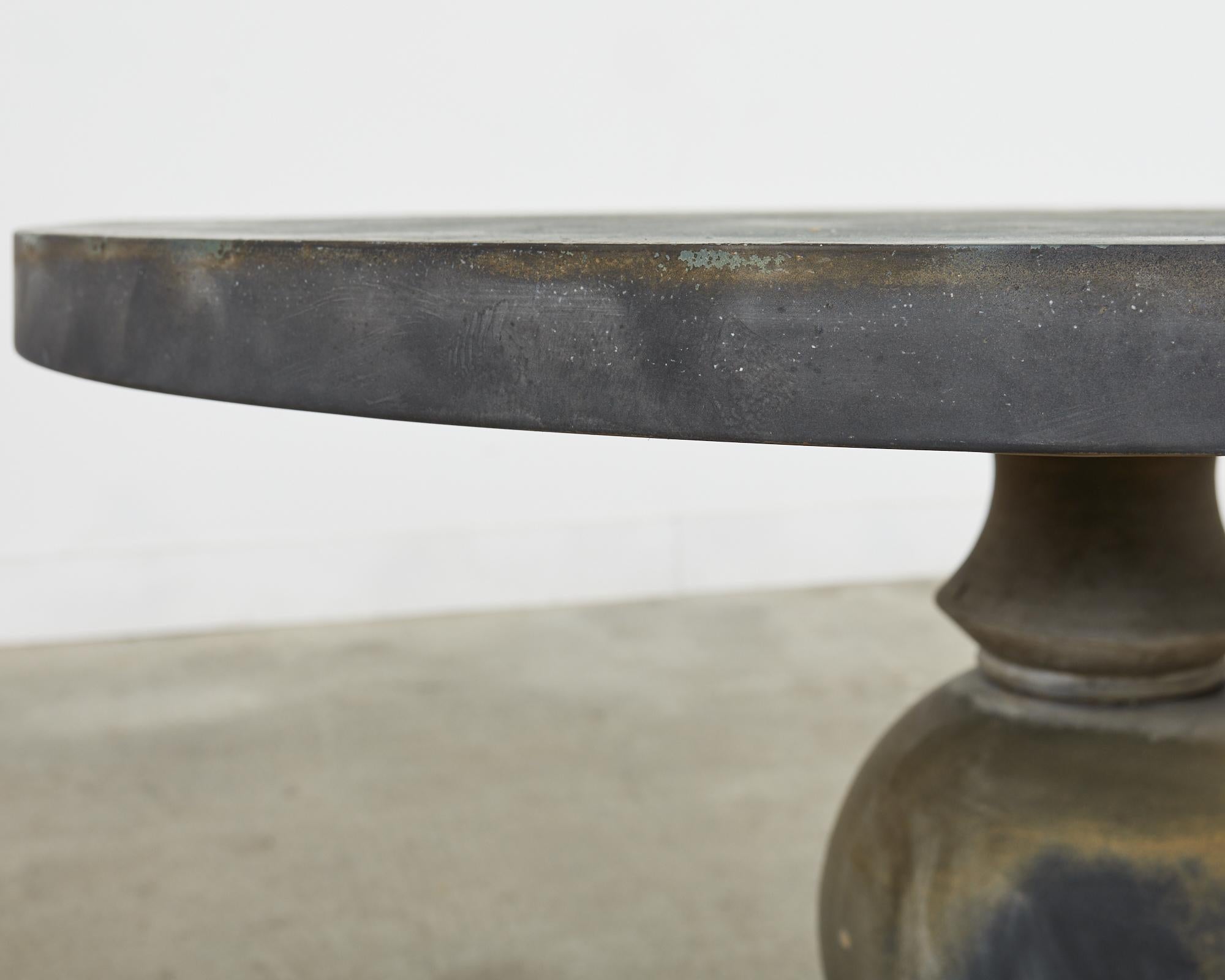 Neoclassical Style Patinated Zinc Garden Dining Center Table 1