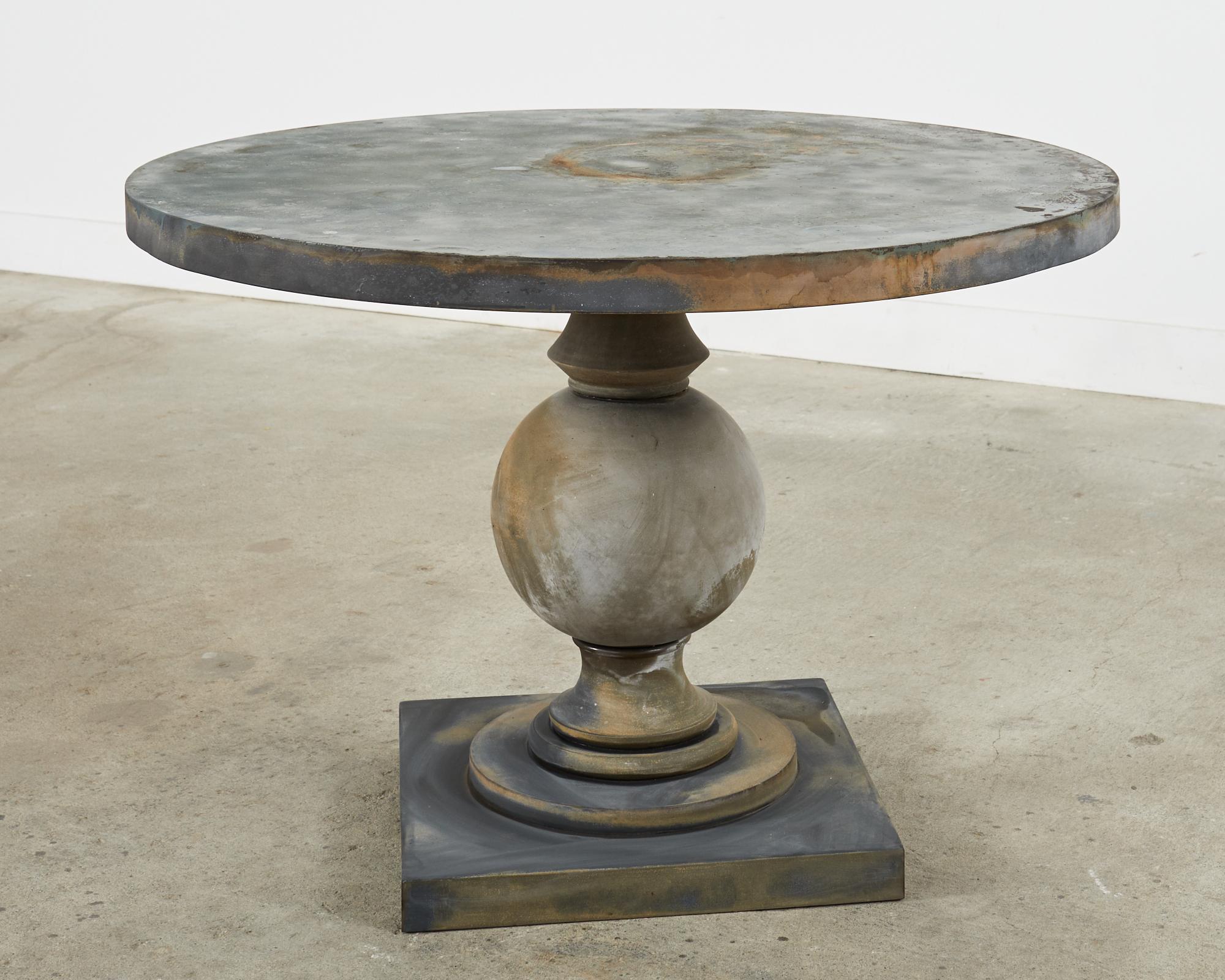 Neoclassical Style Patinated Zinc Garden Dining Center Table 4