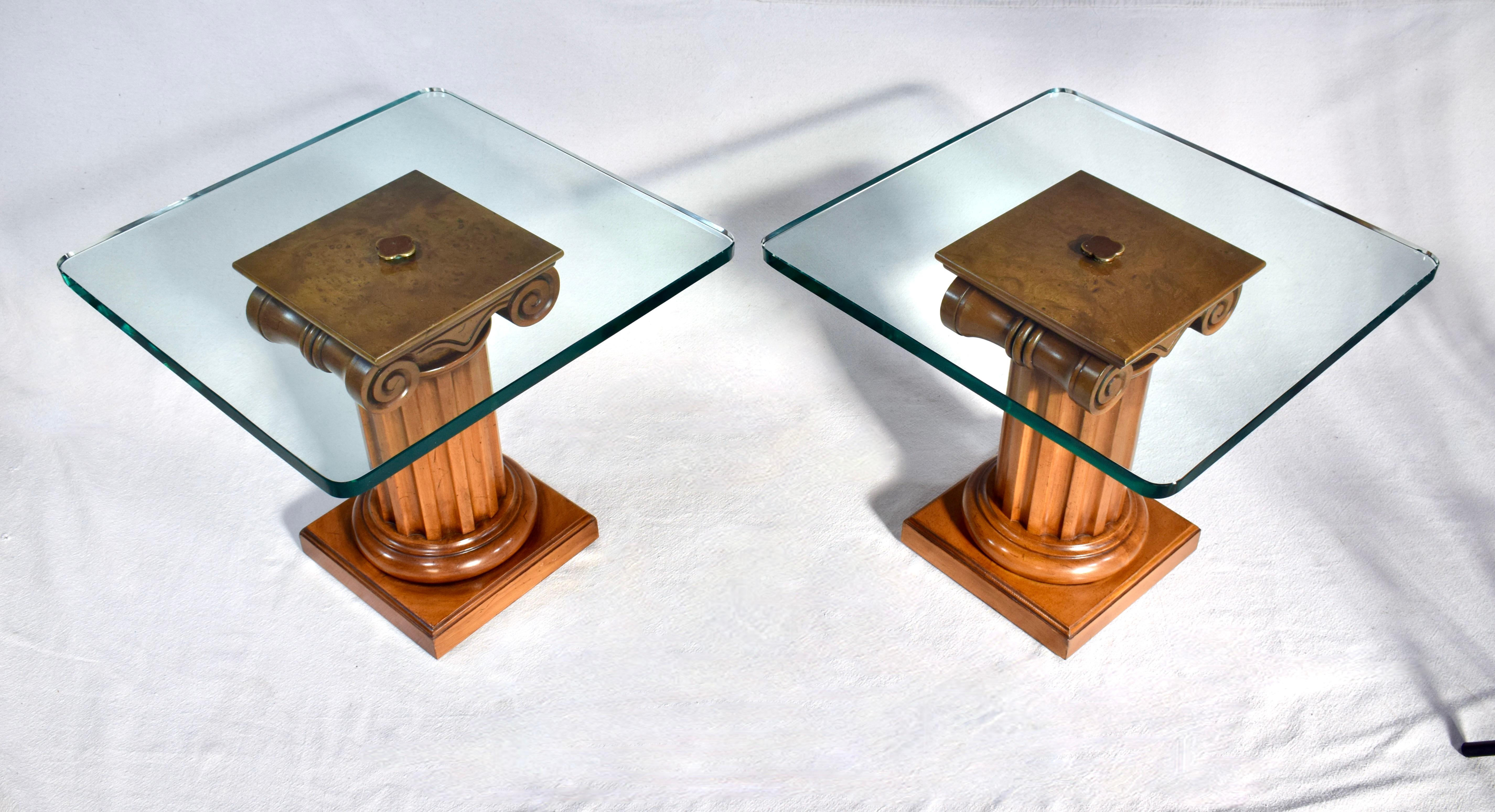 20th Century Neoclassical Style Pedestal End Tables by John Stuart For Sale