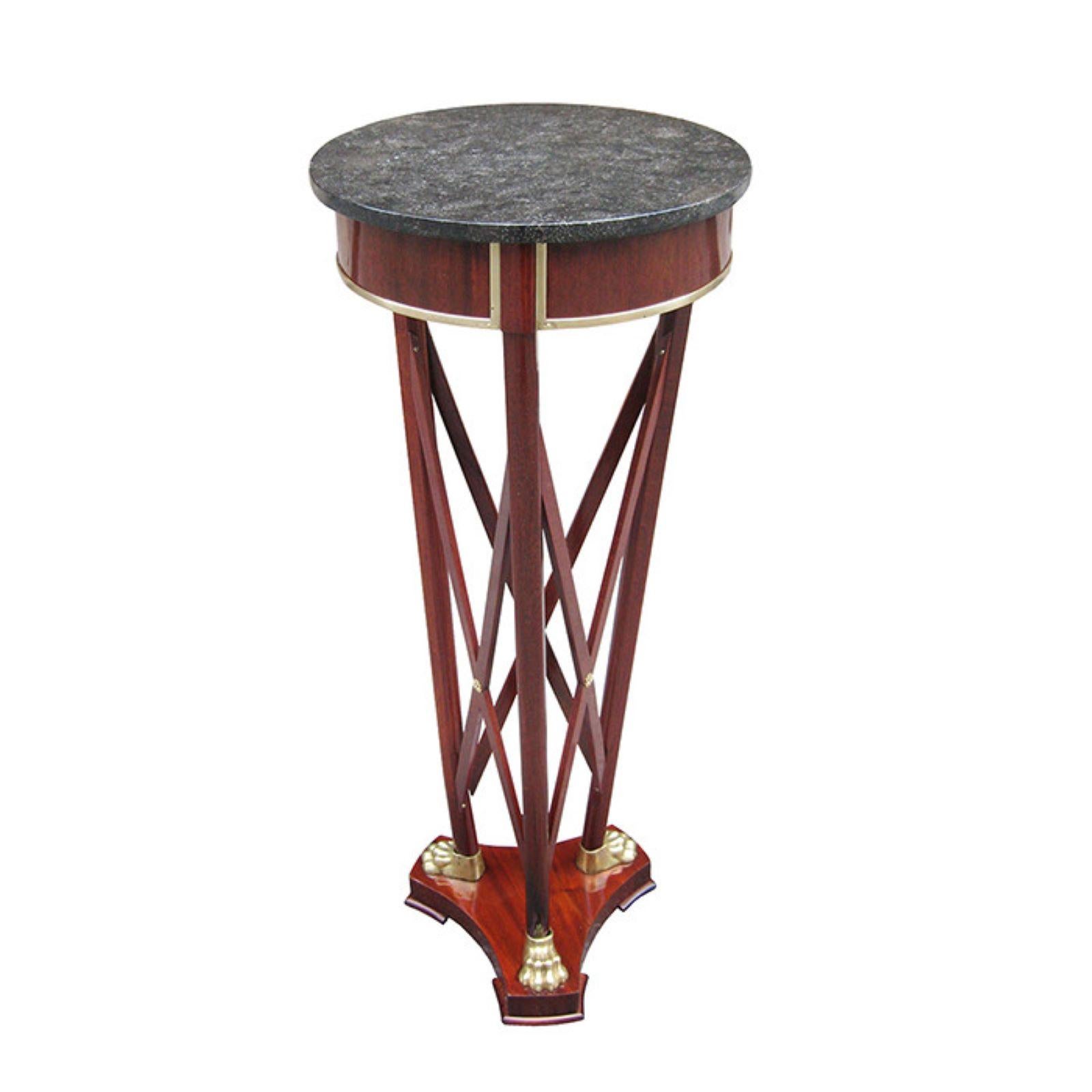 A fine Neoclassical-style pedestal. Beautiful hardwood with patinated bronze paw feet and details.
