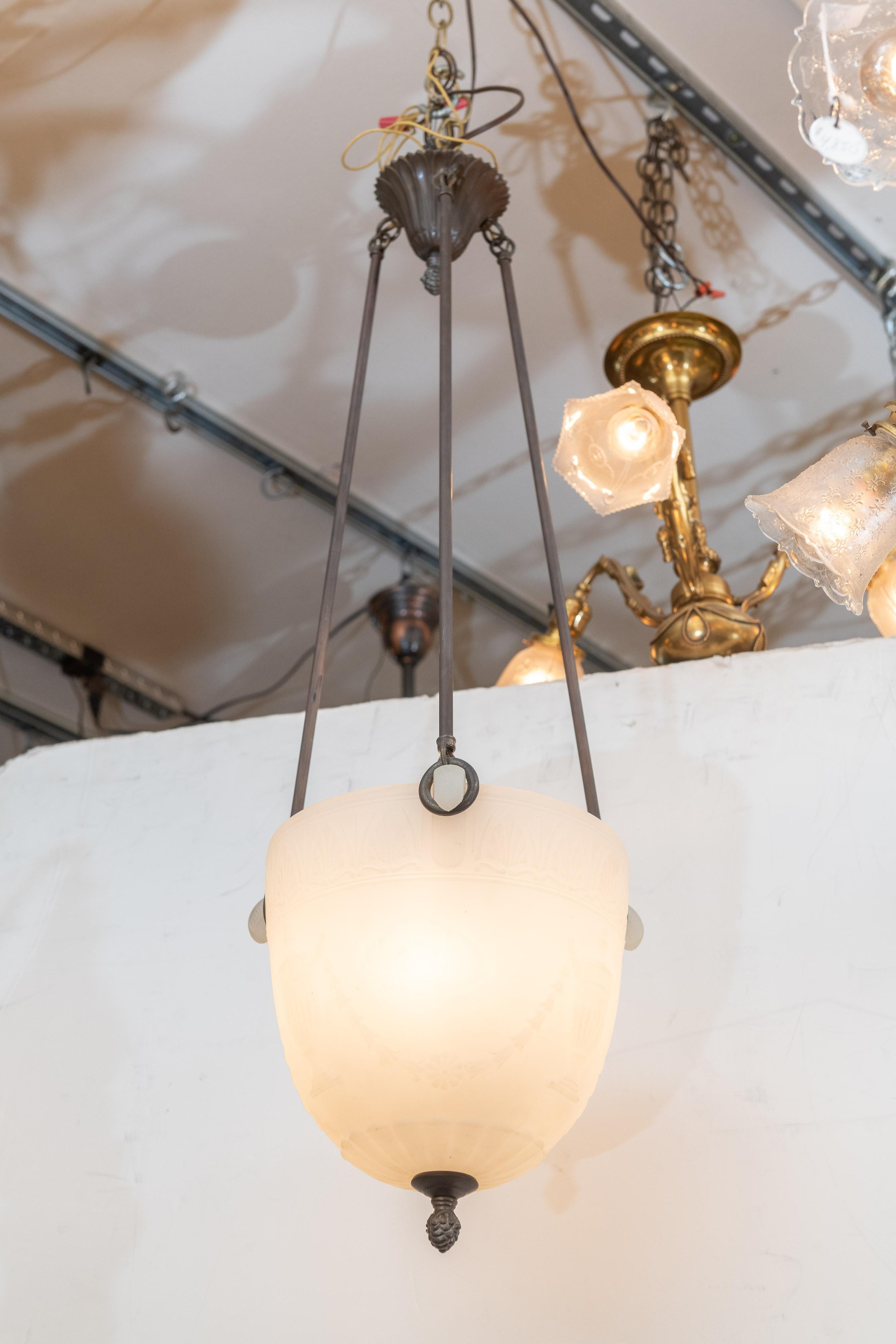 Molded Neoclassical Style Pendant Chandelier, circa 1920