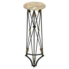 Neoclassical Style Pink Marble Top X-Form Arrow Pedestal Plant Stand Table