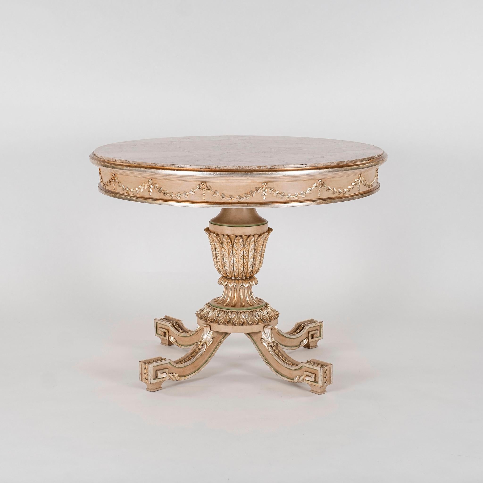 Italian Neoclassical Style Polychrome Giltwood Center Table For Sale