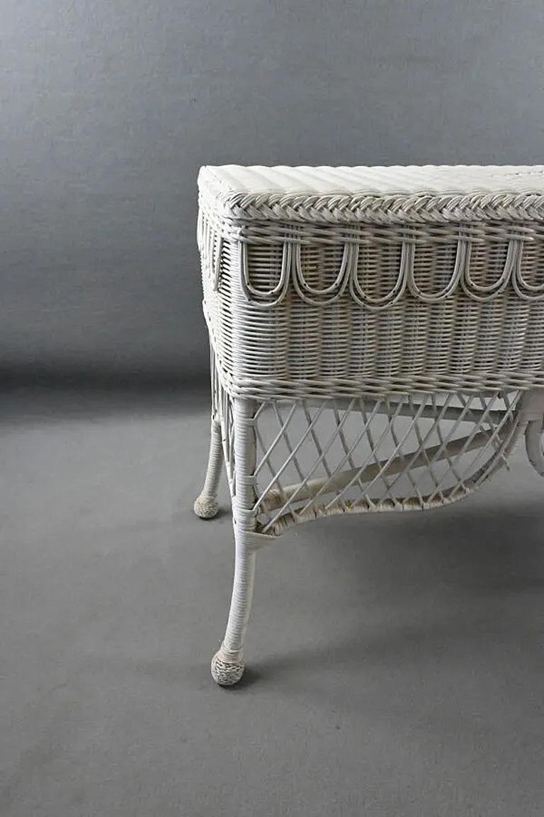 Mid-Century Modern neoclassical style rattan console circa 1970 For Sale