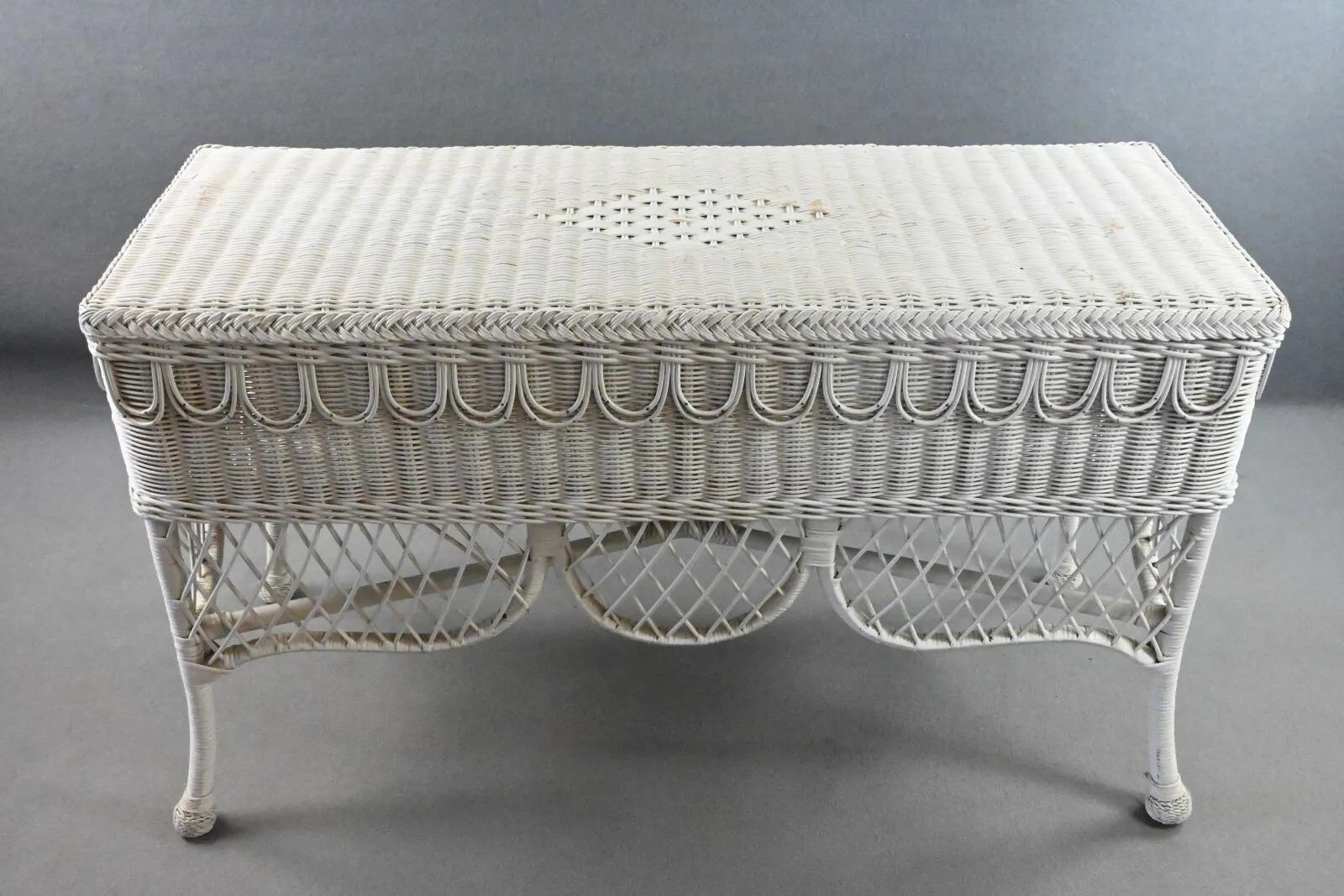 European neoclassical style rattan console circa 1970 For Sale