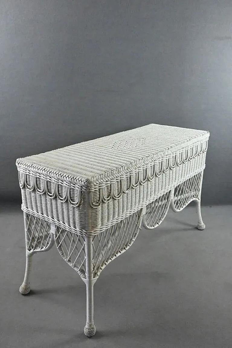 Late 20th Century neoclassical style rattan console circa 1970 For Sale