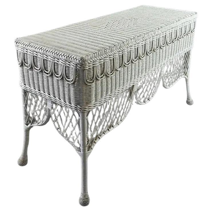 neoclassical style rattan console circa 1970 For Sale