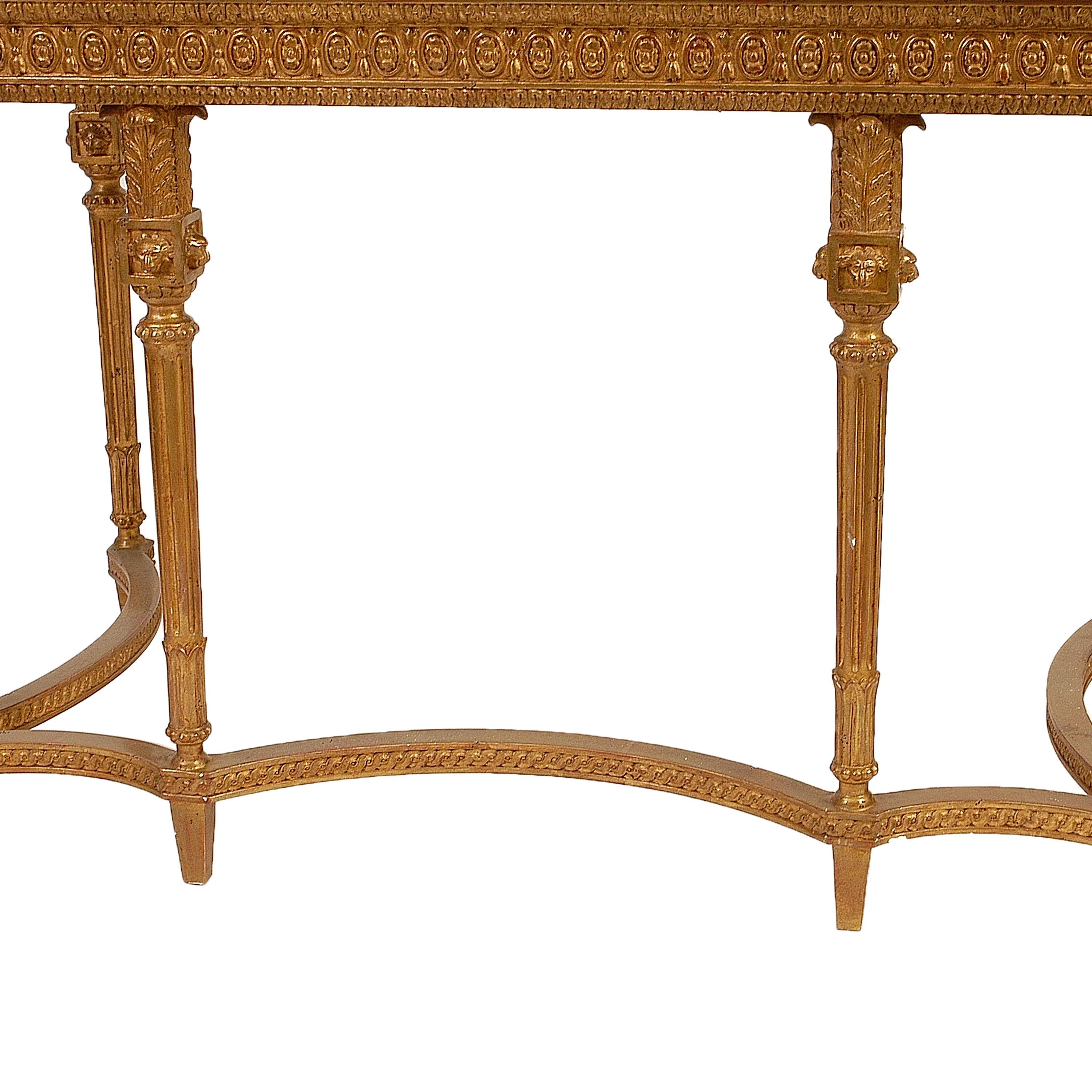 Neoclassical Style Wood and Gold Leaf Calacatta Viola Marble Spanish Console For Sale 1