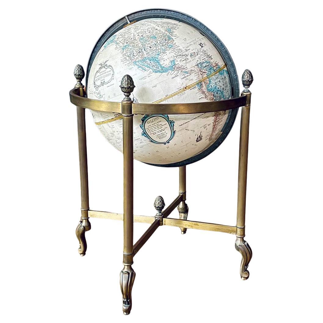 Globe terrestre "World Classic" de style néoclassique Replogle 16 pouces sur pied en laiton