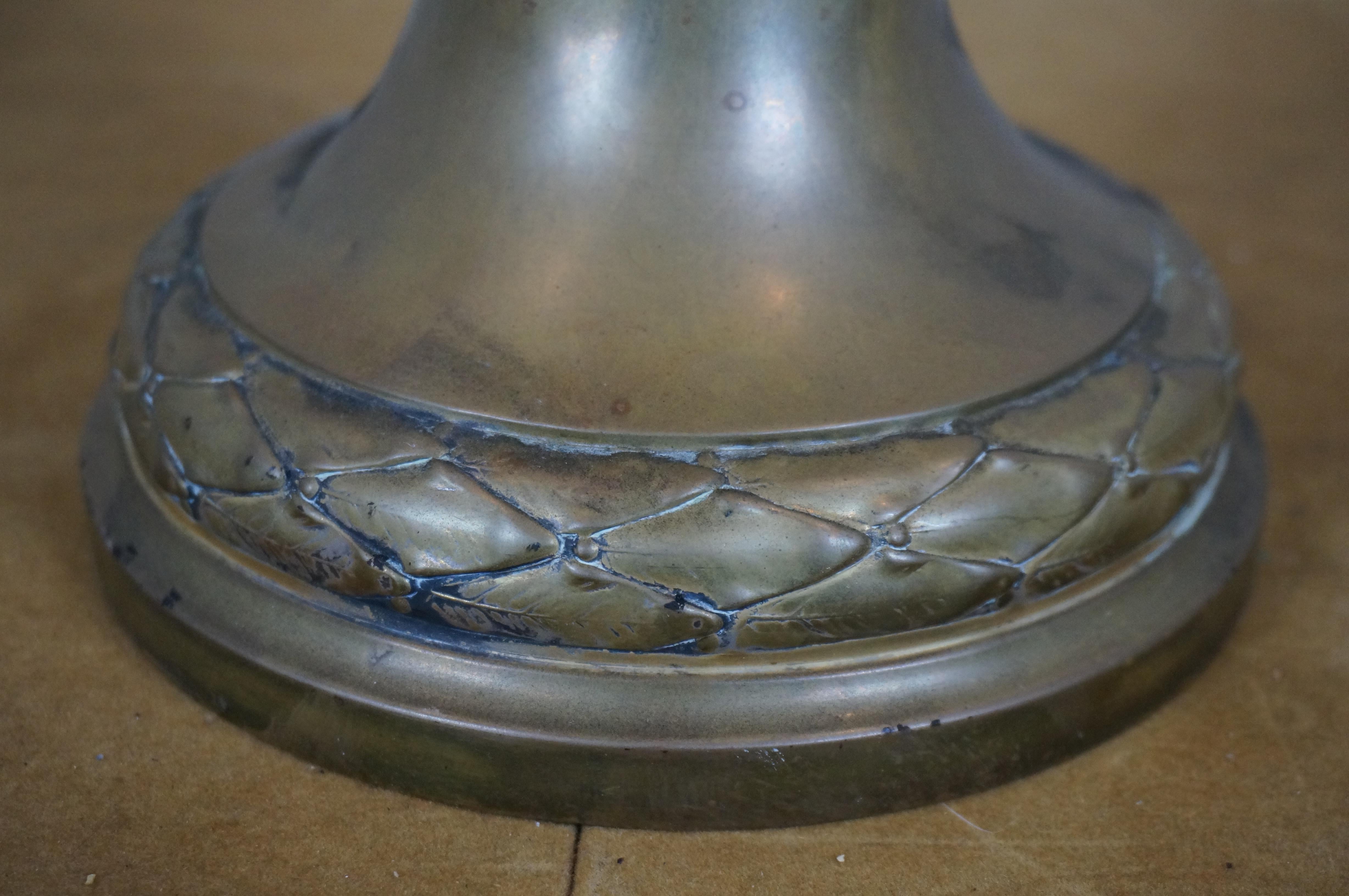 Neoclassical Style Repousse Brass Roses Mantel Urn Amphora Vase 26