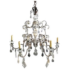 Neoclassical Style Rock Crystal Chandelier, 6-Light
