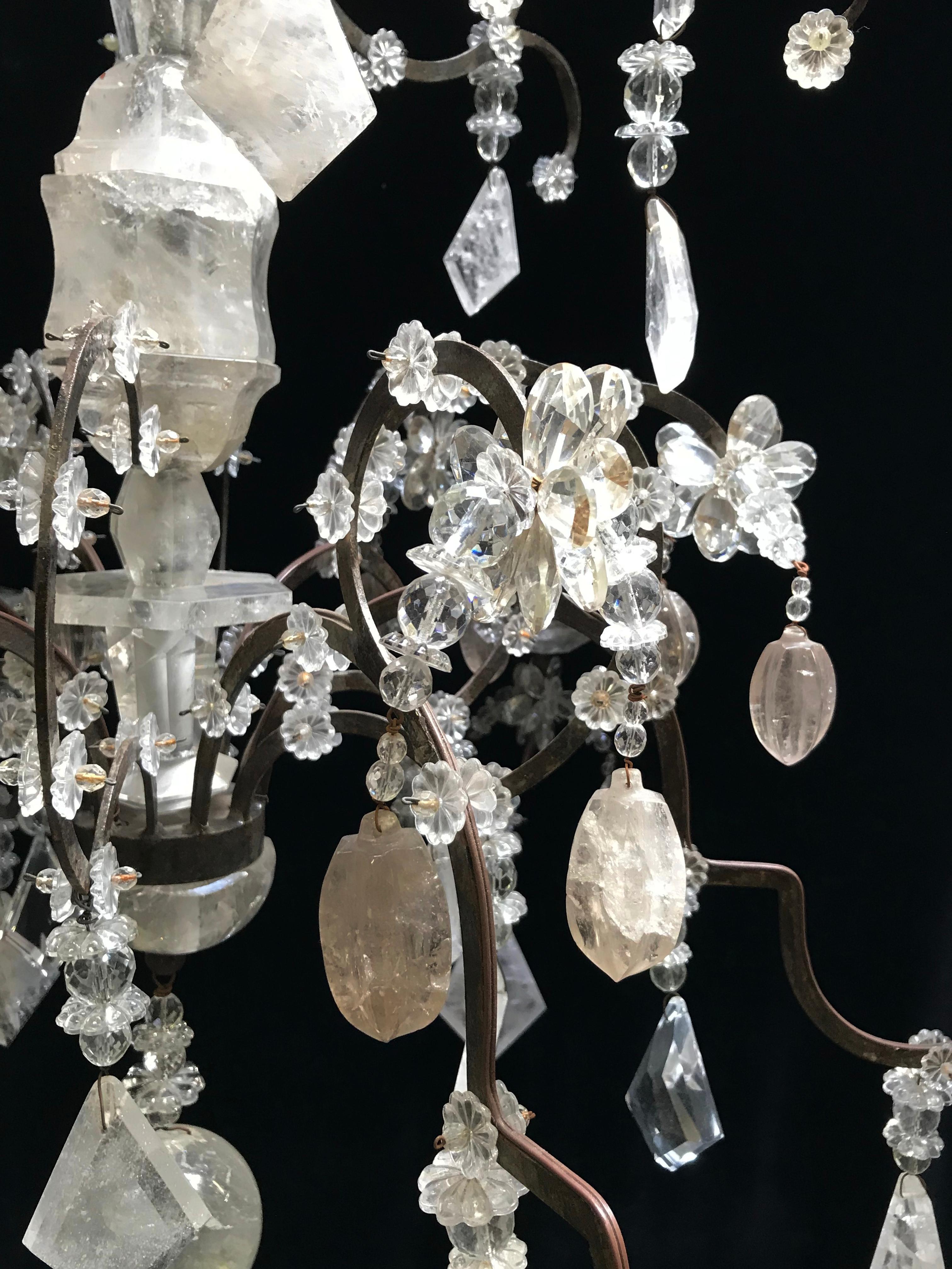 Néoclassique Lustre en cristal de roche de style néoclassique, 6 lumières en vente