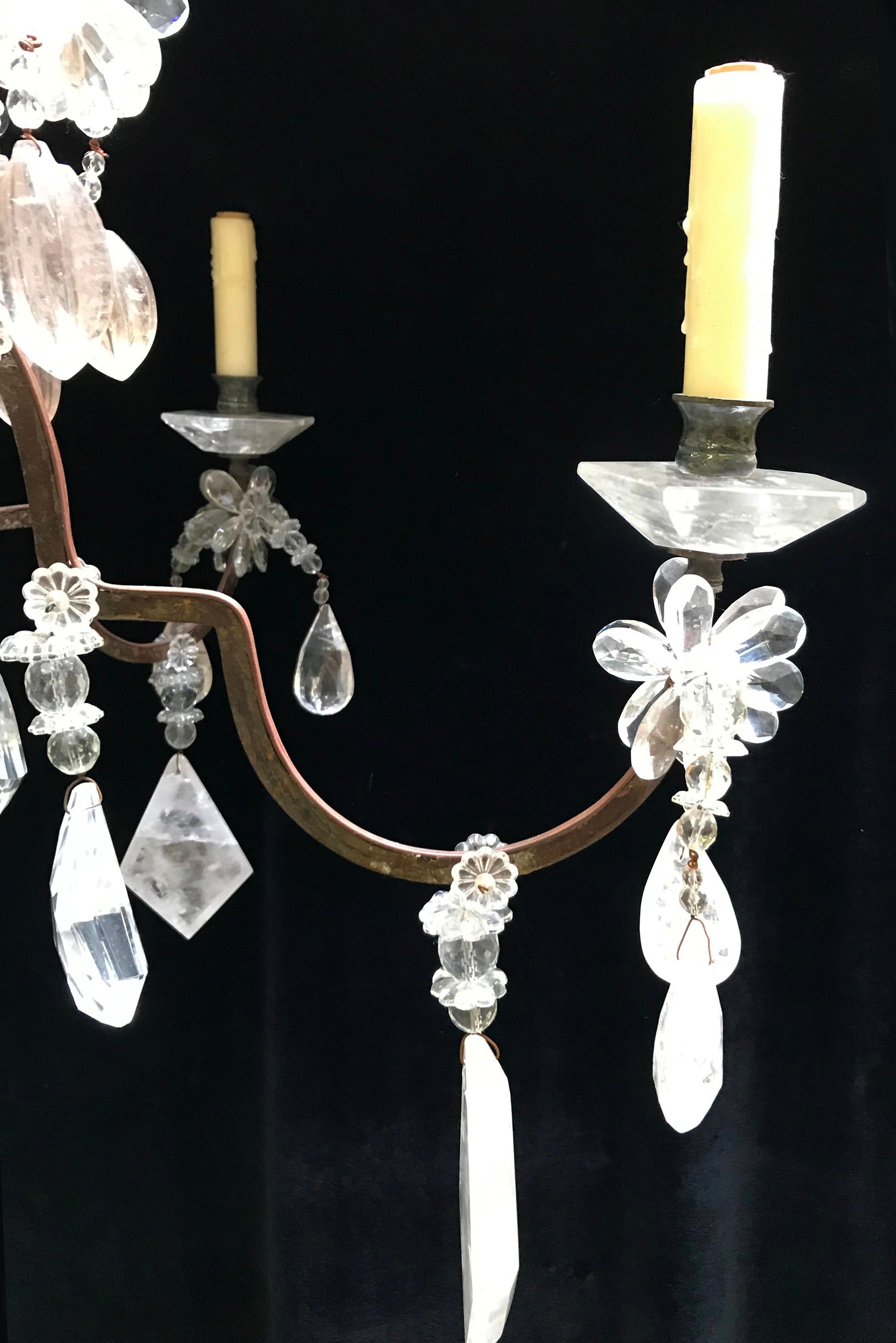 XXIe siècle et contemporain Lustre en cristal de roche de style néoclassique, 6 lumières en vente