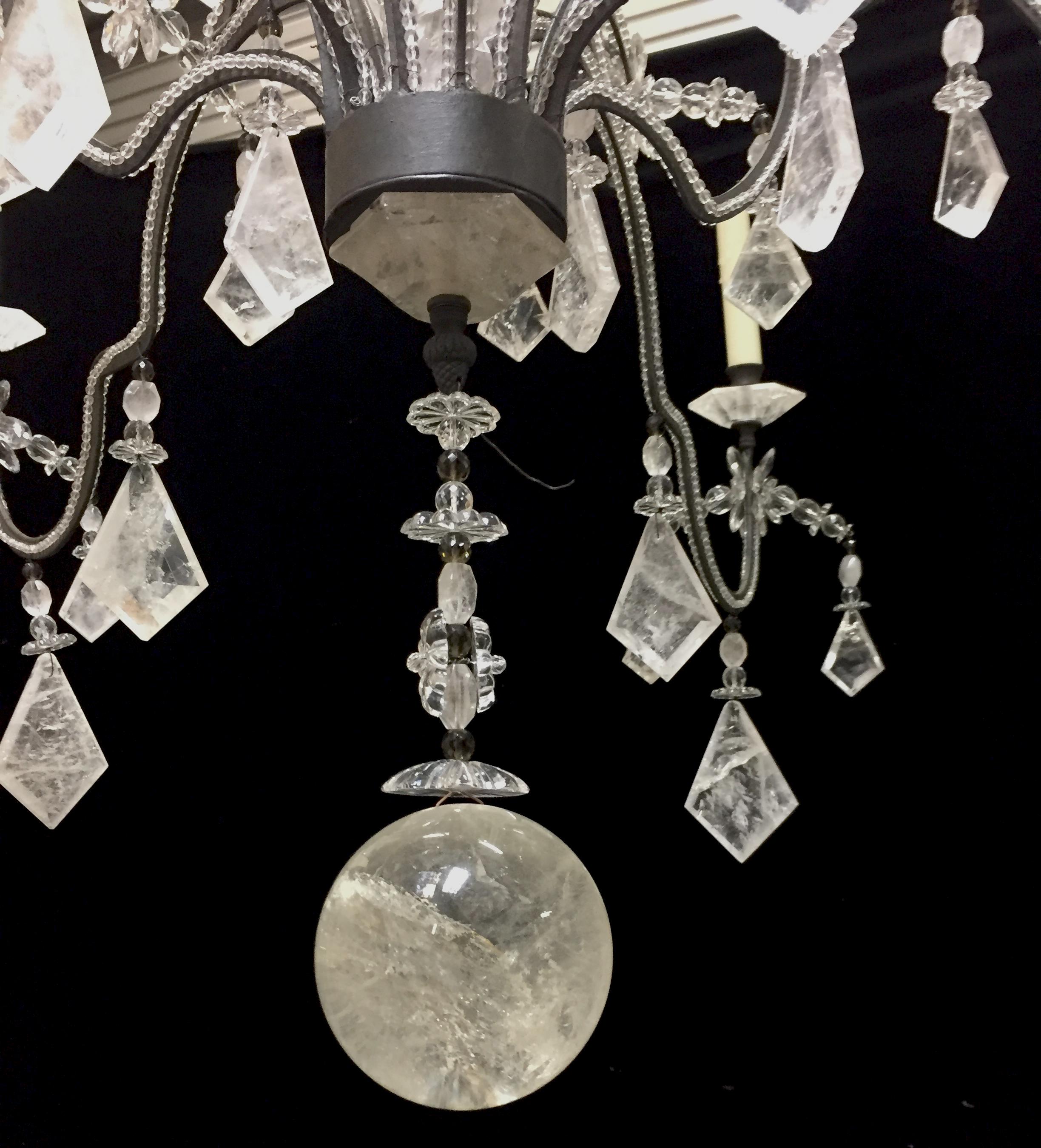 Zwölf-Licht-Kronleuchter aus Bergkristall im neoklassischen Stil im Angebot 2