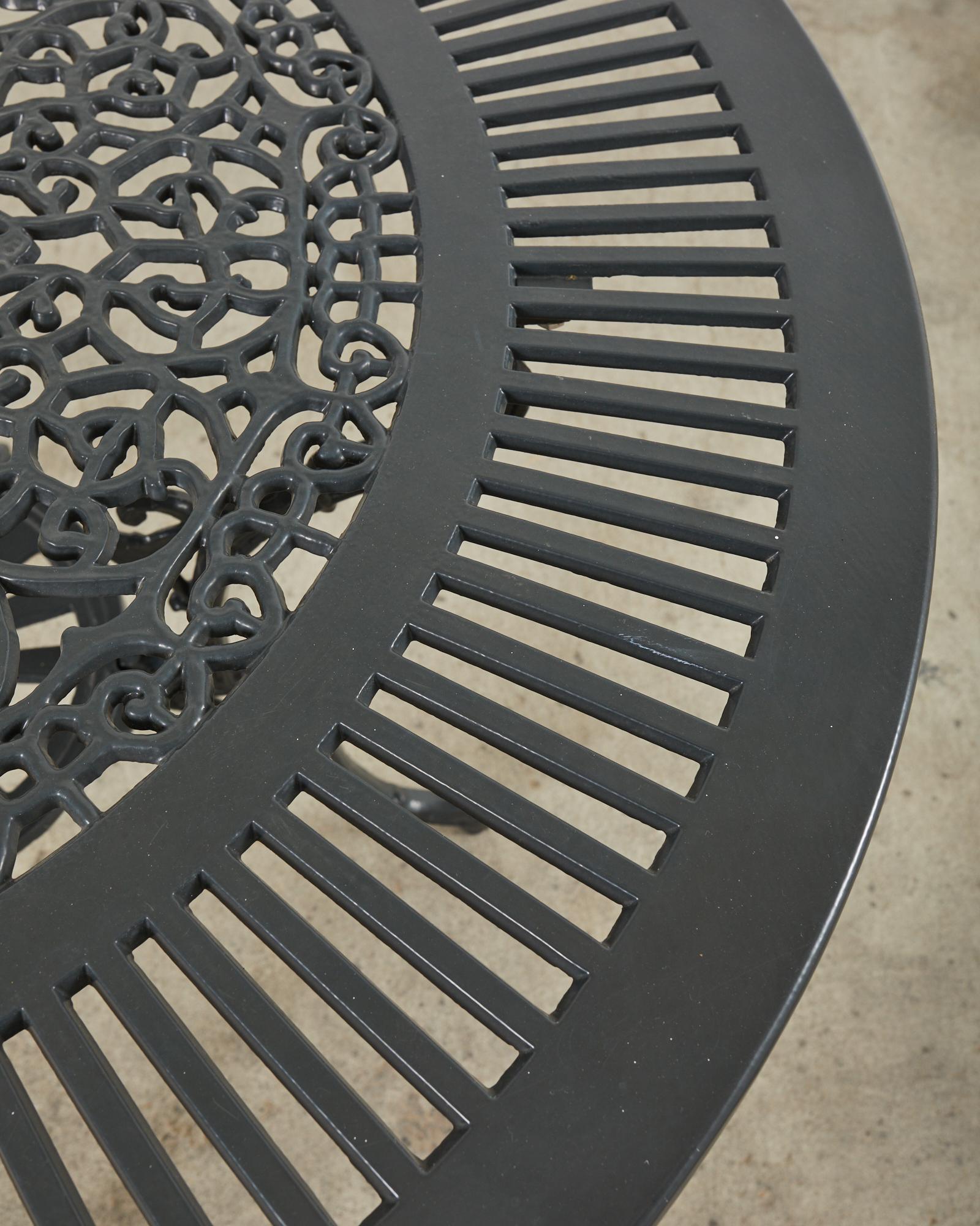 Neoclassical Style Round Aluminum Patio Garden Dining Table For Sale 6