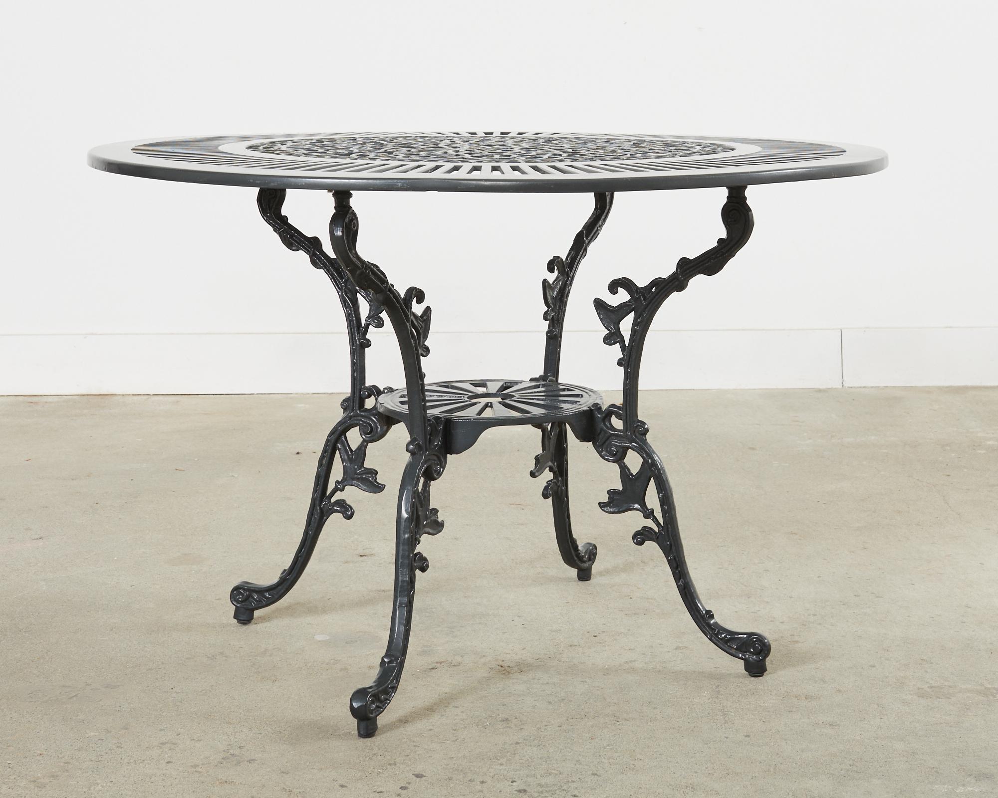 Neoclassical Style Round Aluminum Patio Garden Dining Table For Sale 1