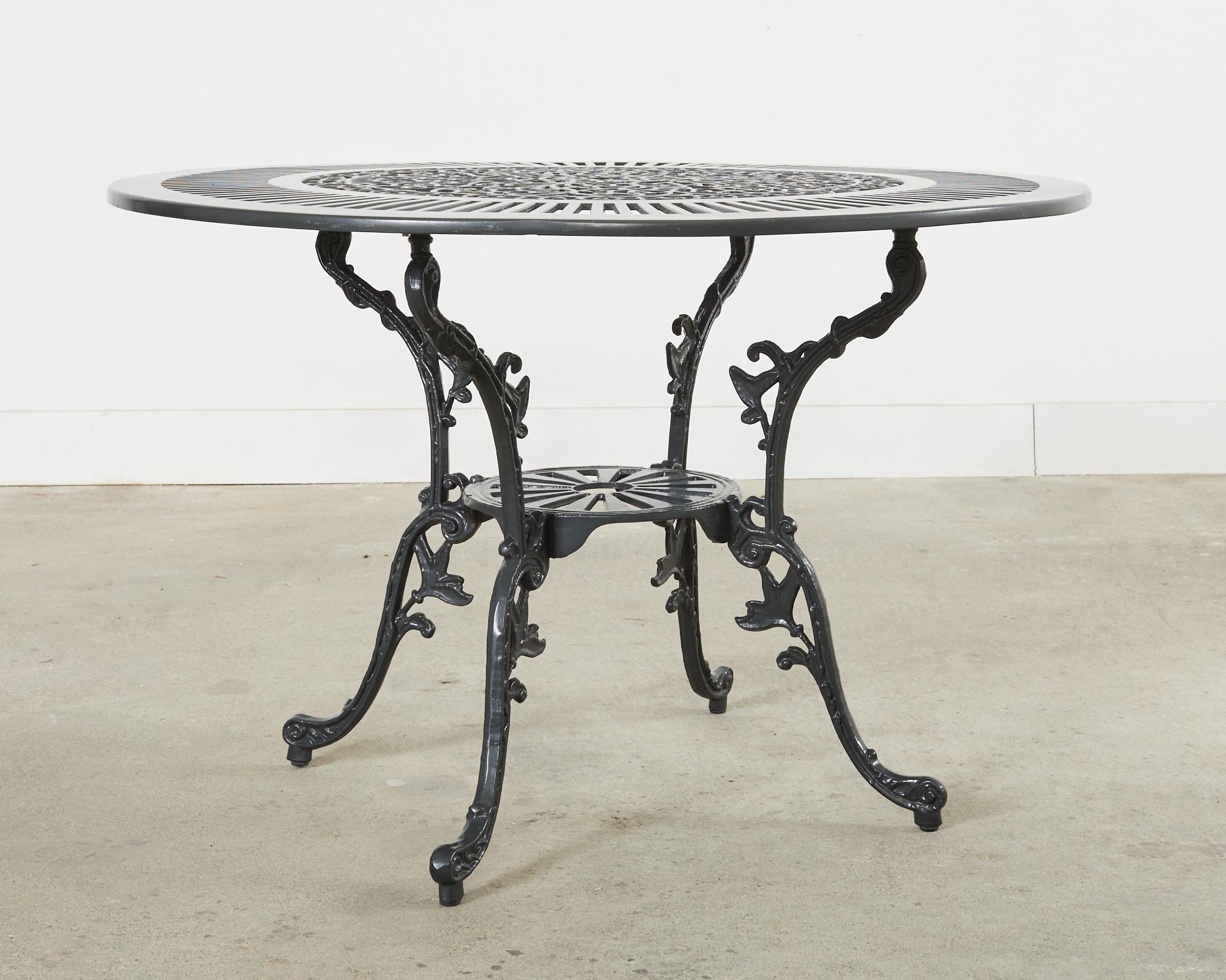 Neoclassical Style Round Aluminum Patio Garden Dining Table For Sale 2