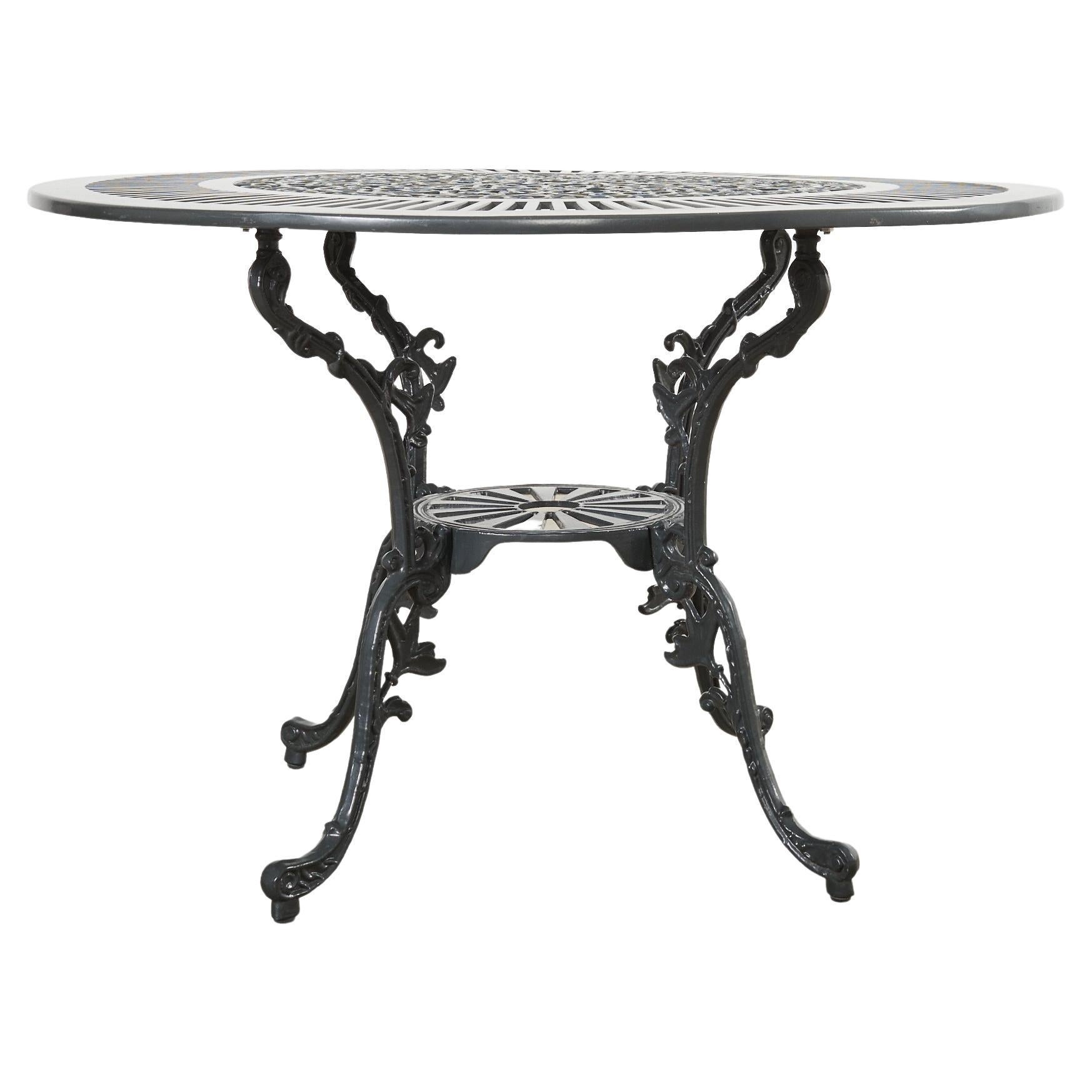 Neoclassical Style Round Aluminum Patio Garden Dining Table For Sale