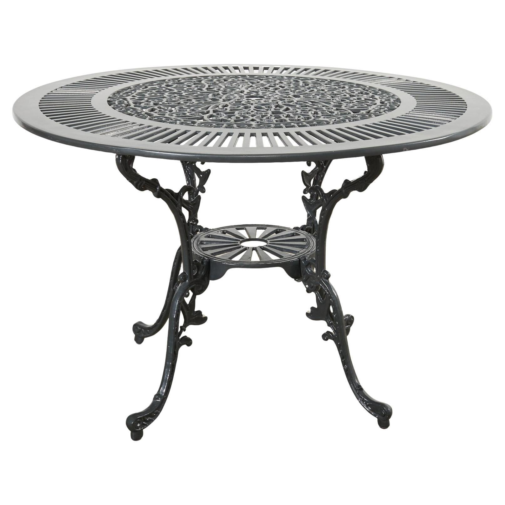 Neoclassical Style Round Aluminum Patio Garden Dining Table For Sale