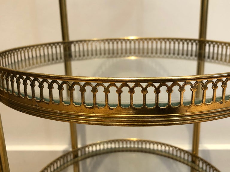 Neoclassical Style Round Brass Bar Cart, Attributed to Maison Jansen 6