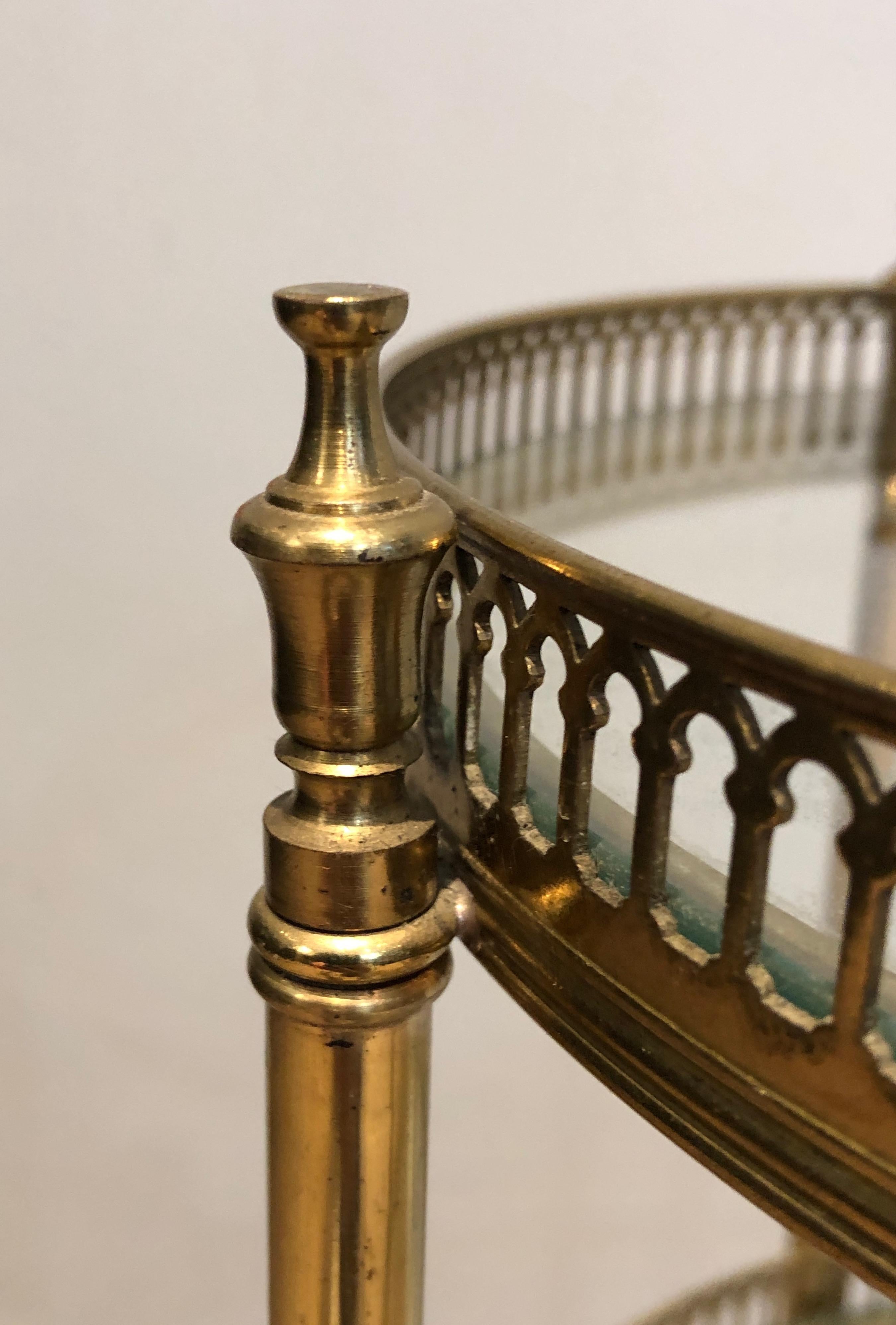 Neoclassical Style Round Brass Bar Cart, Attributed to Maison Jansen 9